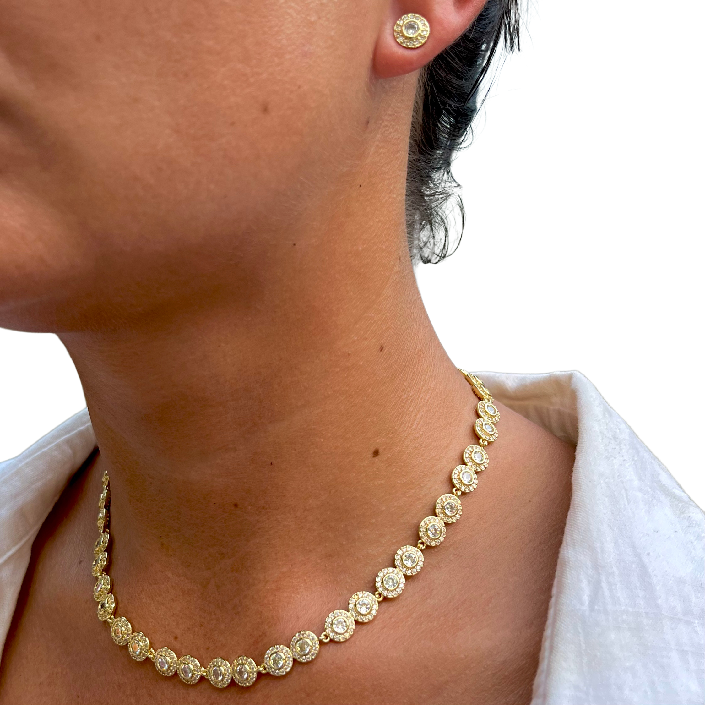 Set Bijuterii cu Cristale pentru Femei: Colier, Brățară și Cercei