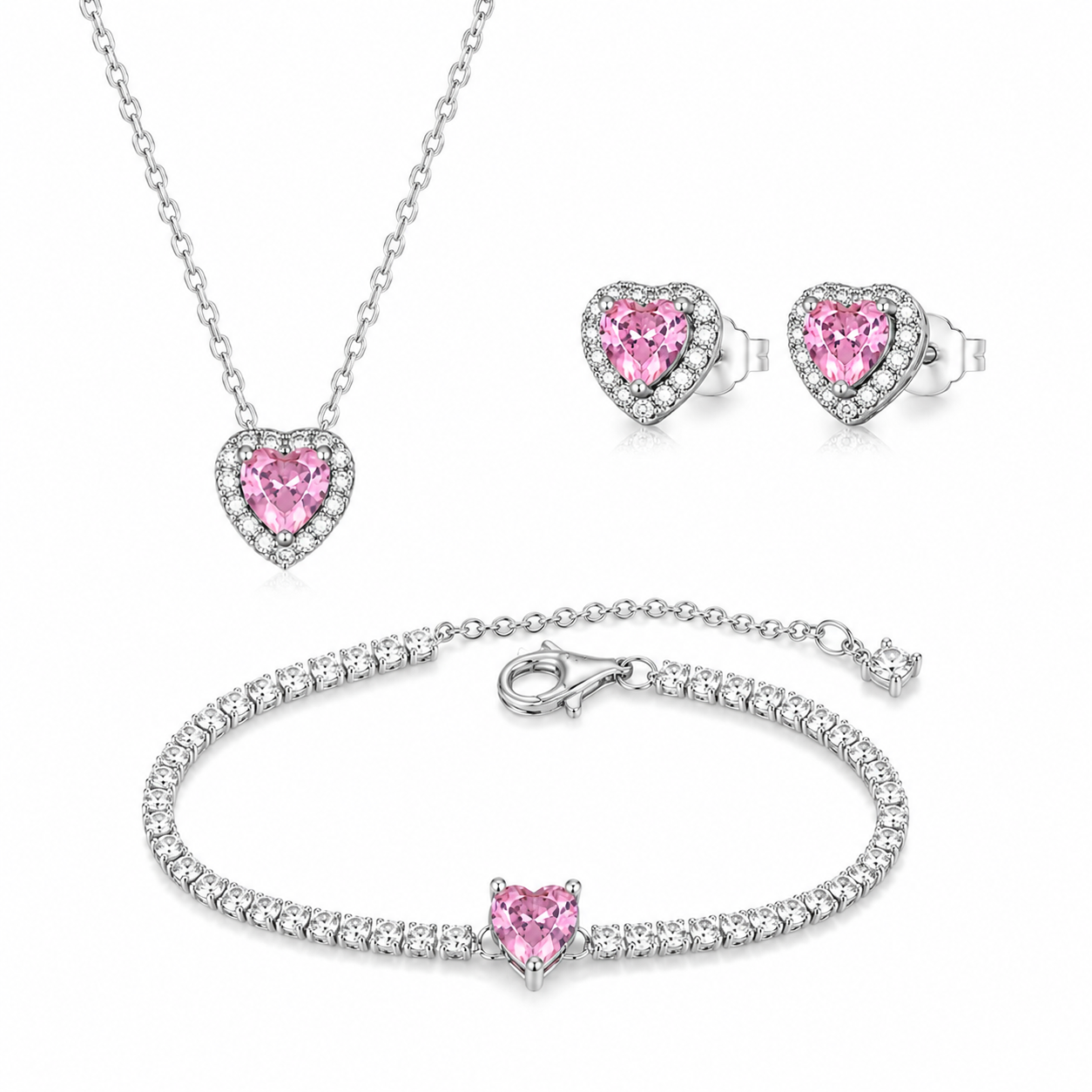 Set Pink Love placat cu Argint