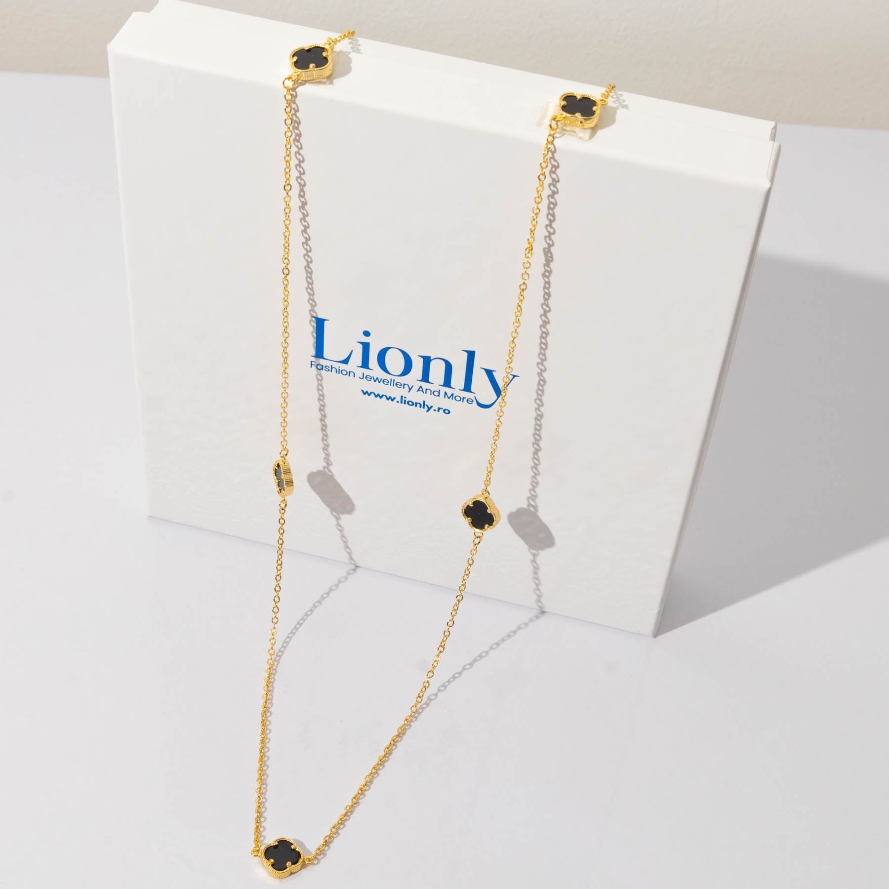 🟡 Colier Clover Gold 90 cm Placat cu Aur