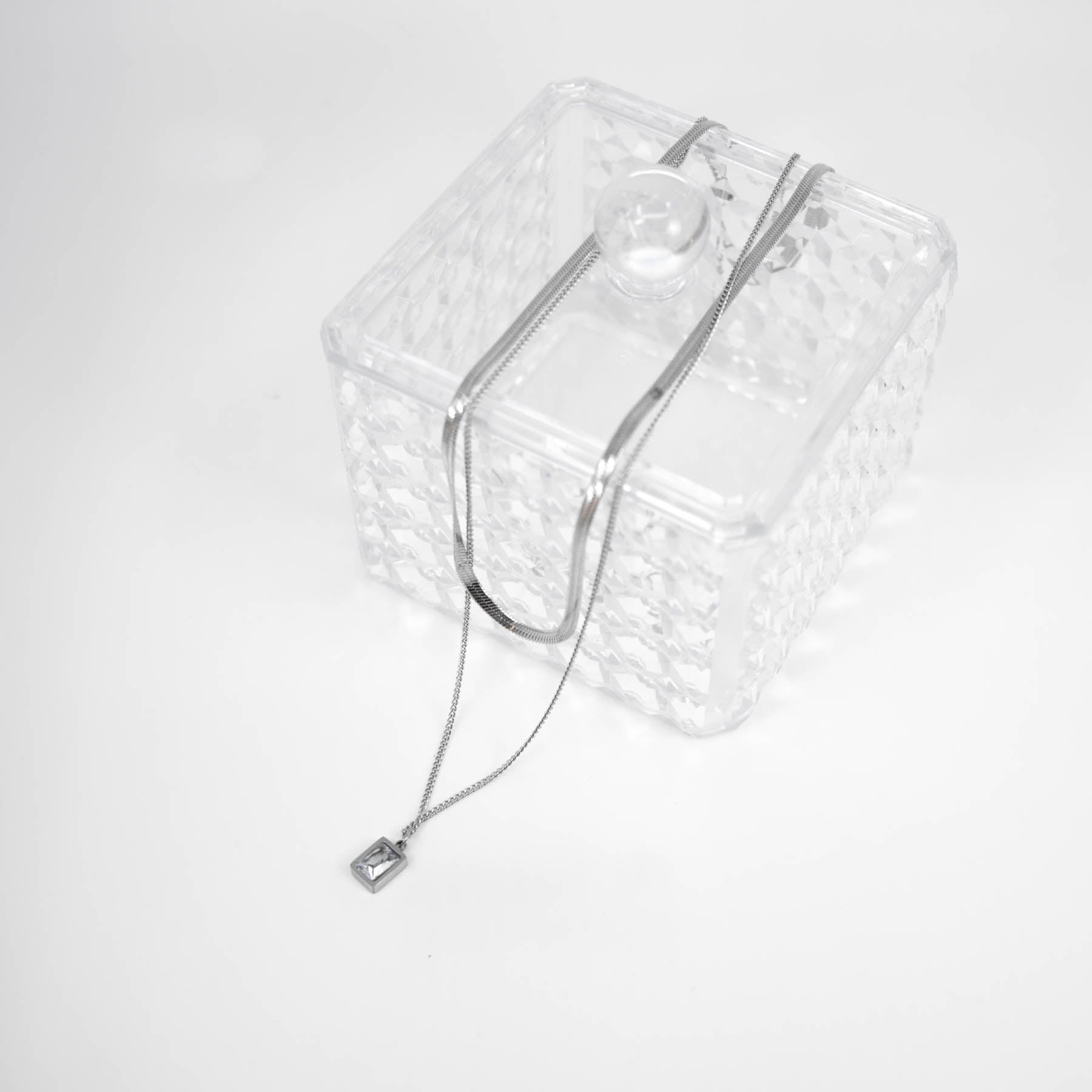 🔘 Colier Dublu din Oțel Inoxidabil – Bijuterie cu Două Lanțuri Elegante