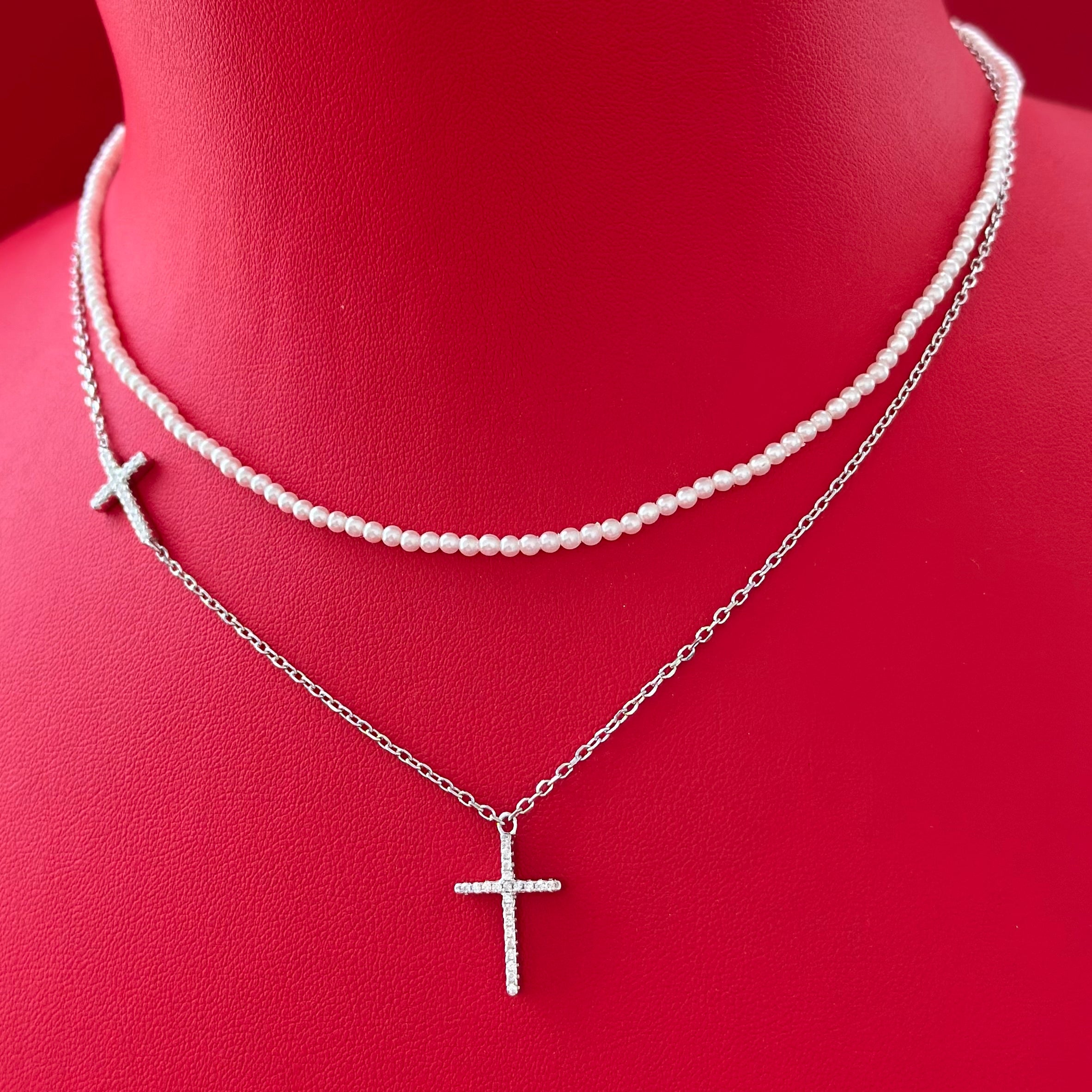 Colier din Argint Pearl-Cross