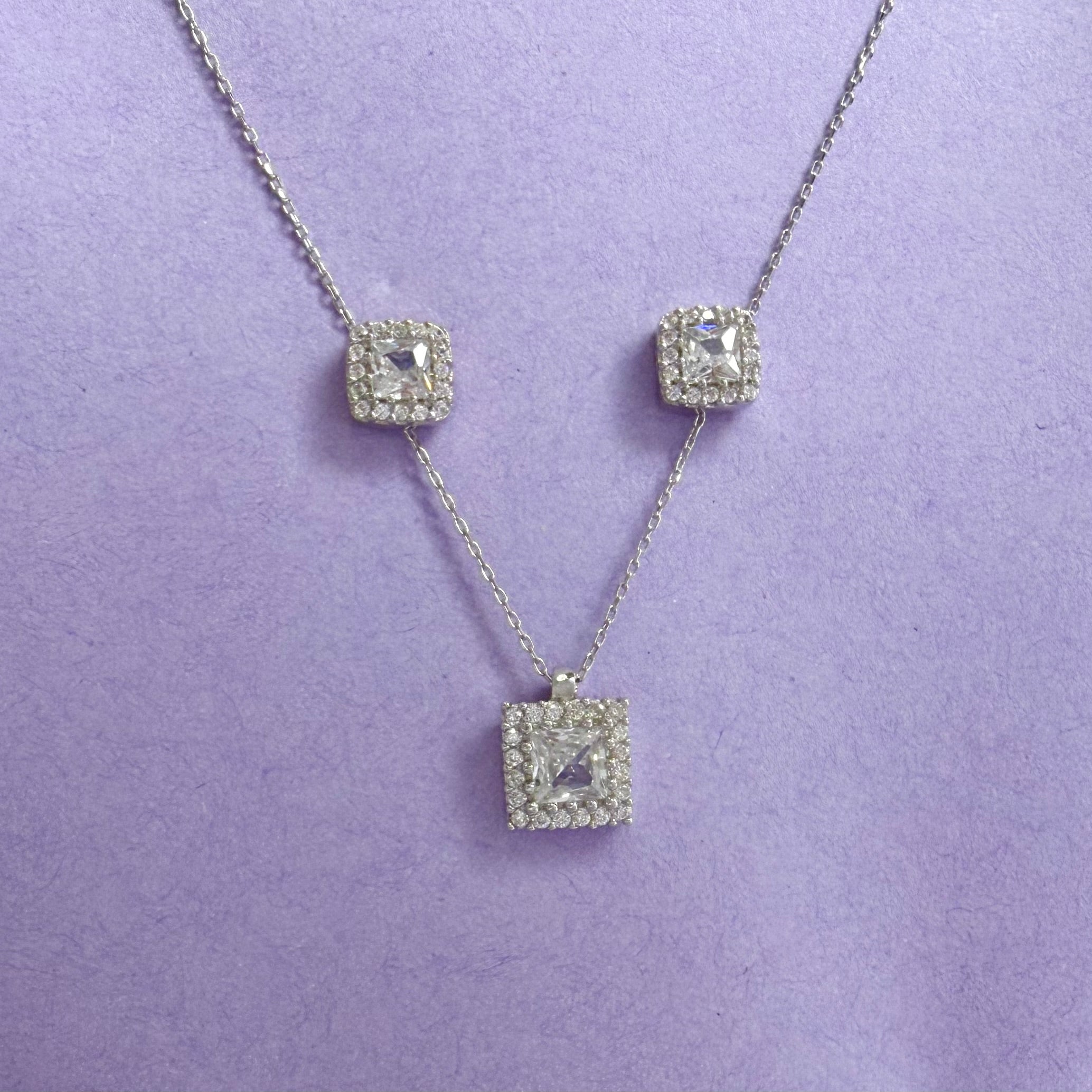 💎 Set Bijuterii Argint 925 Halou Pătrat – Eleganță Modernă