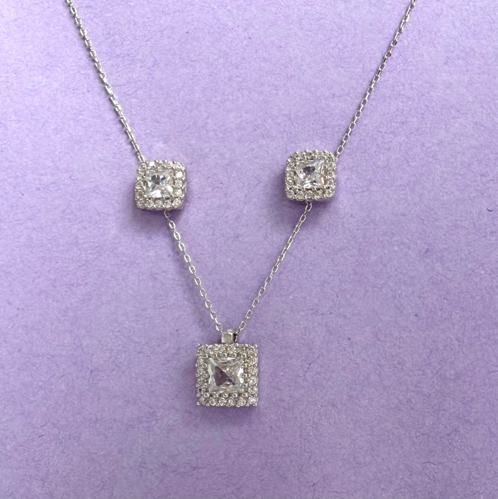 💎 Set Bijuterii Argint 925 Halou Pătrat – Eleganță Modernă