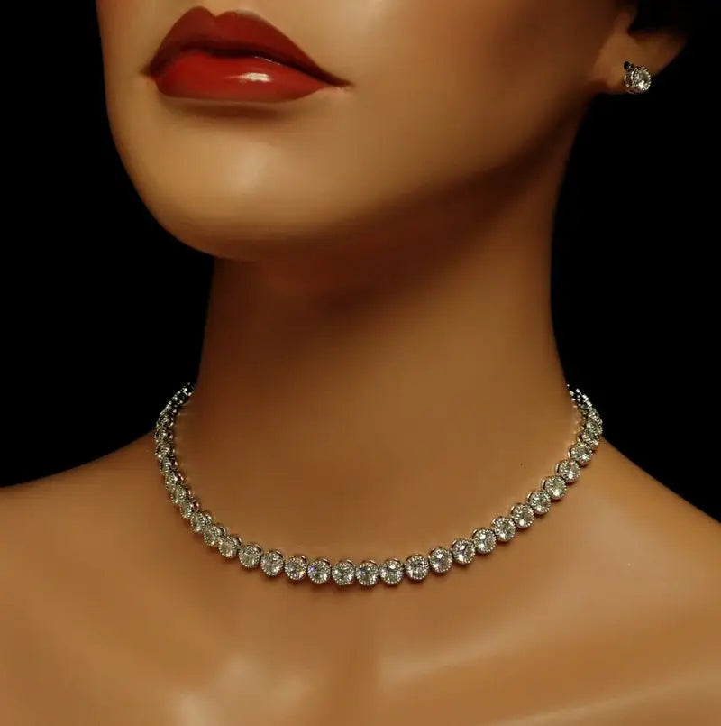 Set Colier și Cercei „Crystal Halo”