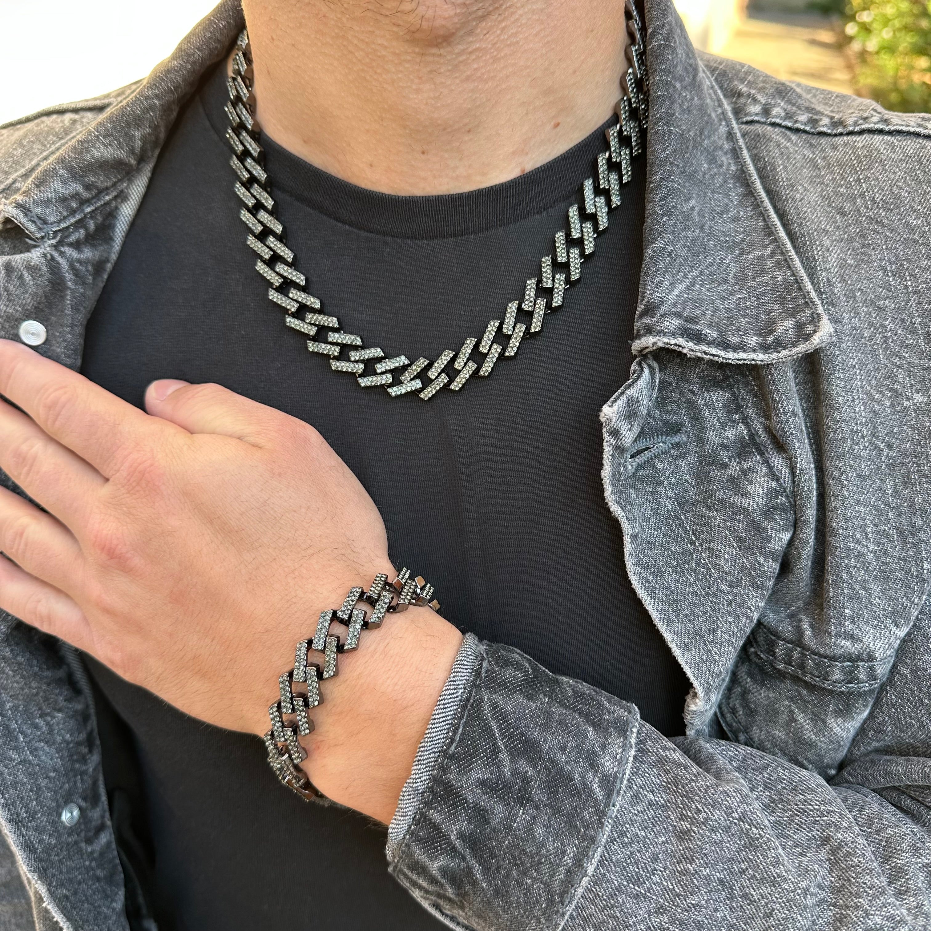 🖤 Set Cuban Black – Colier și Brățară Unisex