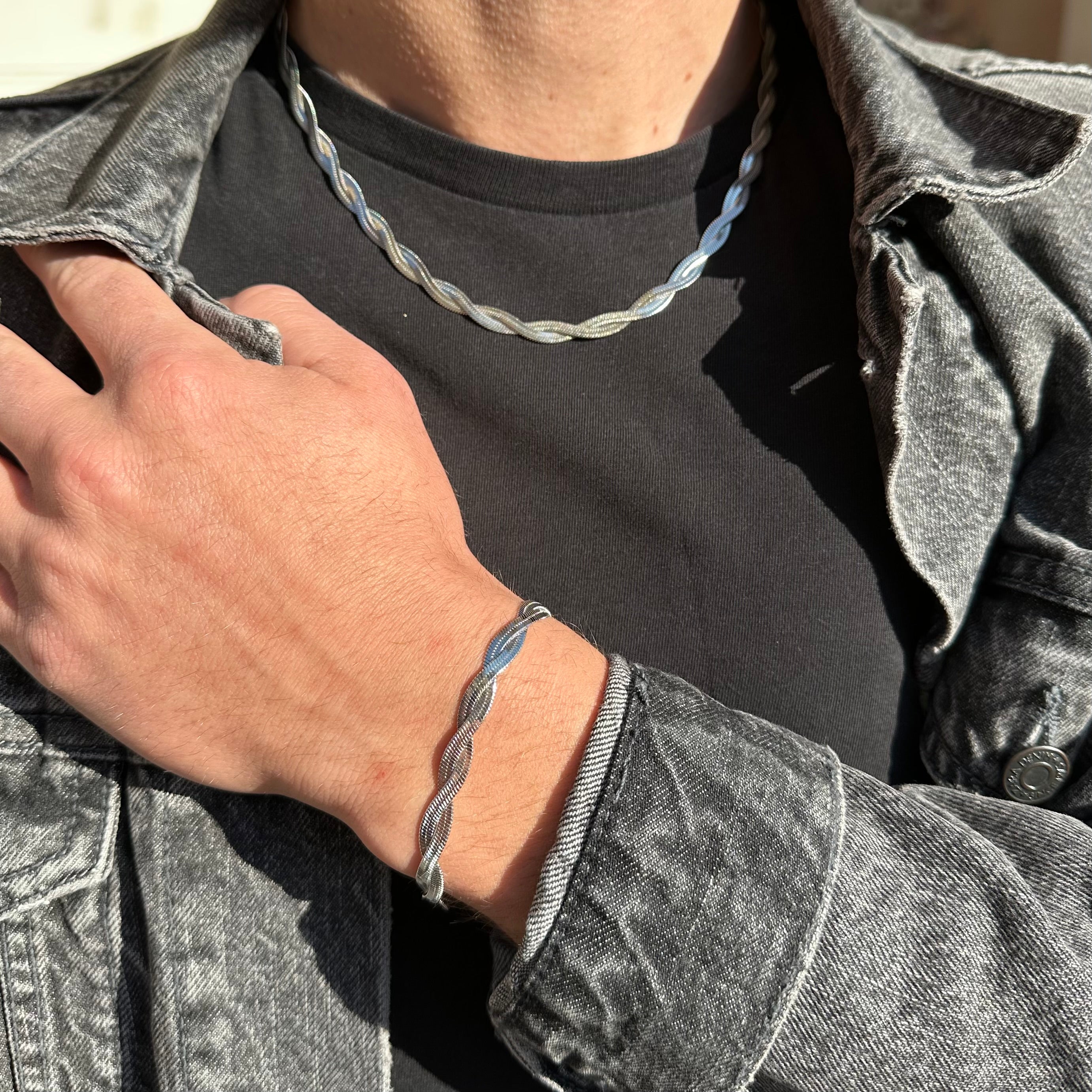 🐍✨ Set Snake Dublu – Colier și Brățară Unisex