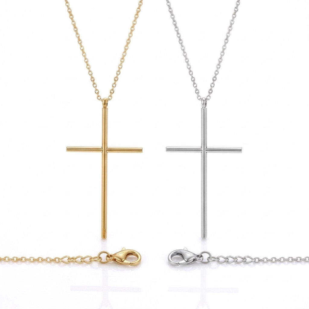 Colier Cruce Liniară Silver/Gold