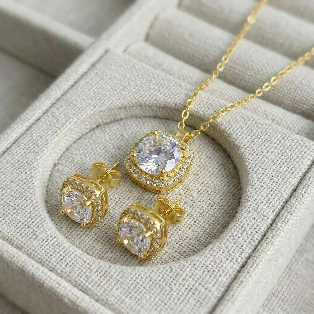 Set Bijuterii din Argint 925 Placat cu Aur