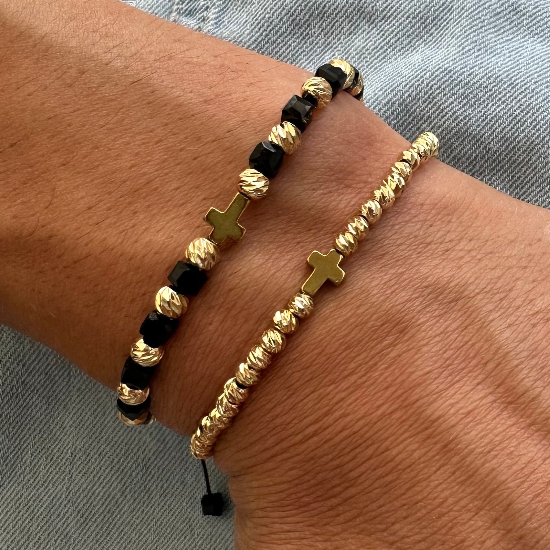 Set 2 Brățări Bărbațești Cross Gold – Faith & Power