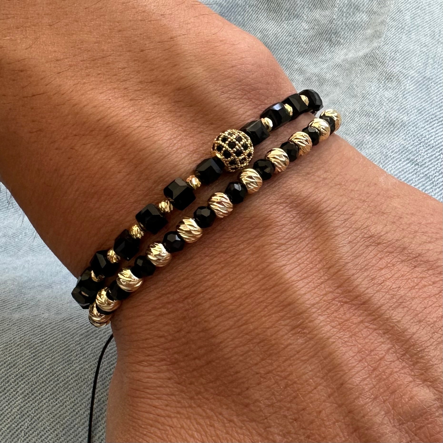 Set 2 Brățări Bărbațești Black & Gold – Power Duo