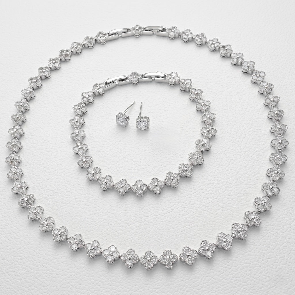 Set Diamond Clover Silver/Gold