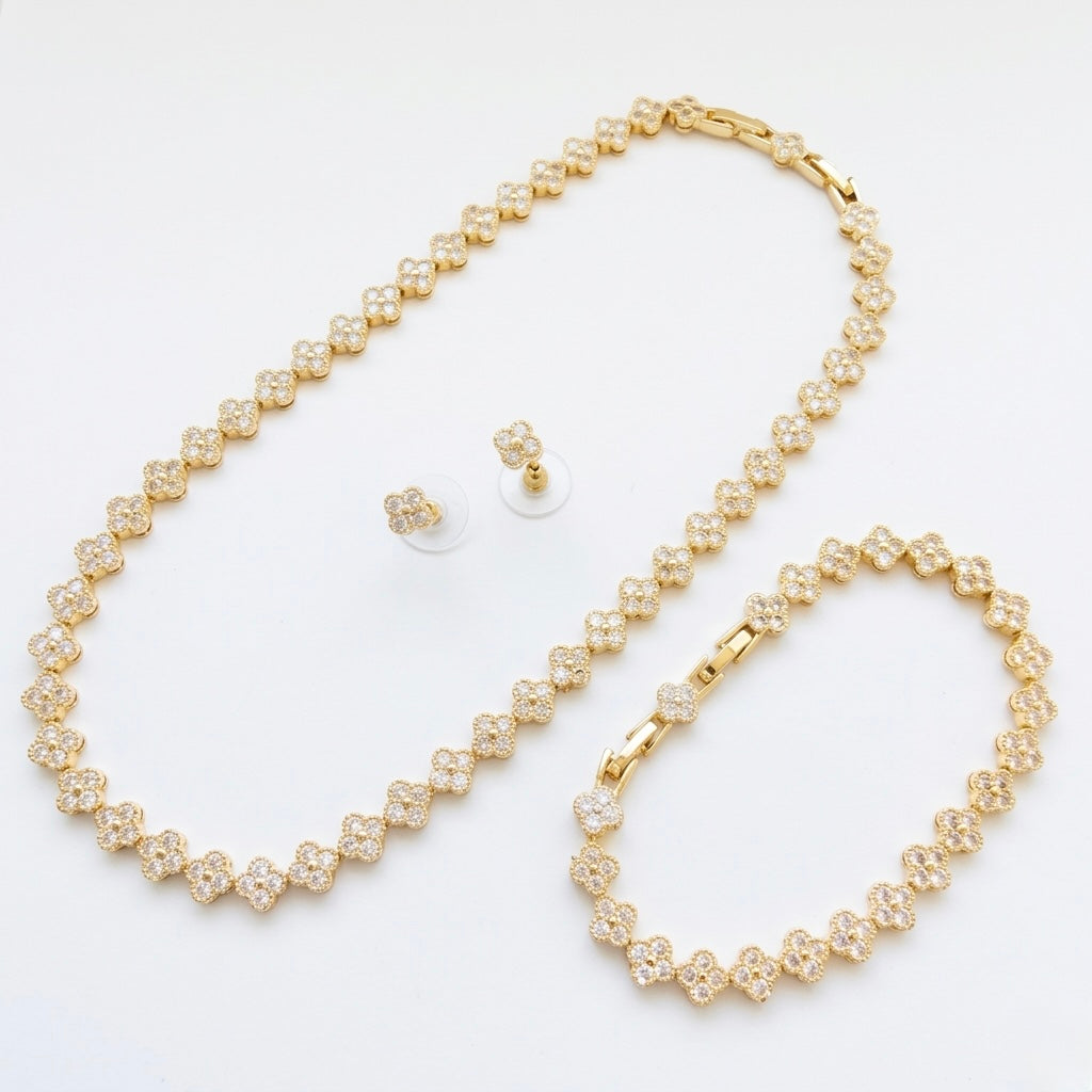 Set Diamond Clover Silver/Gold