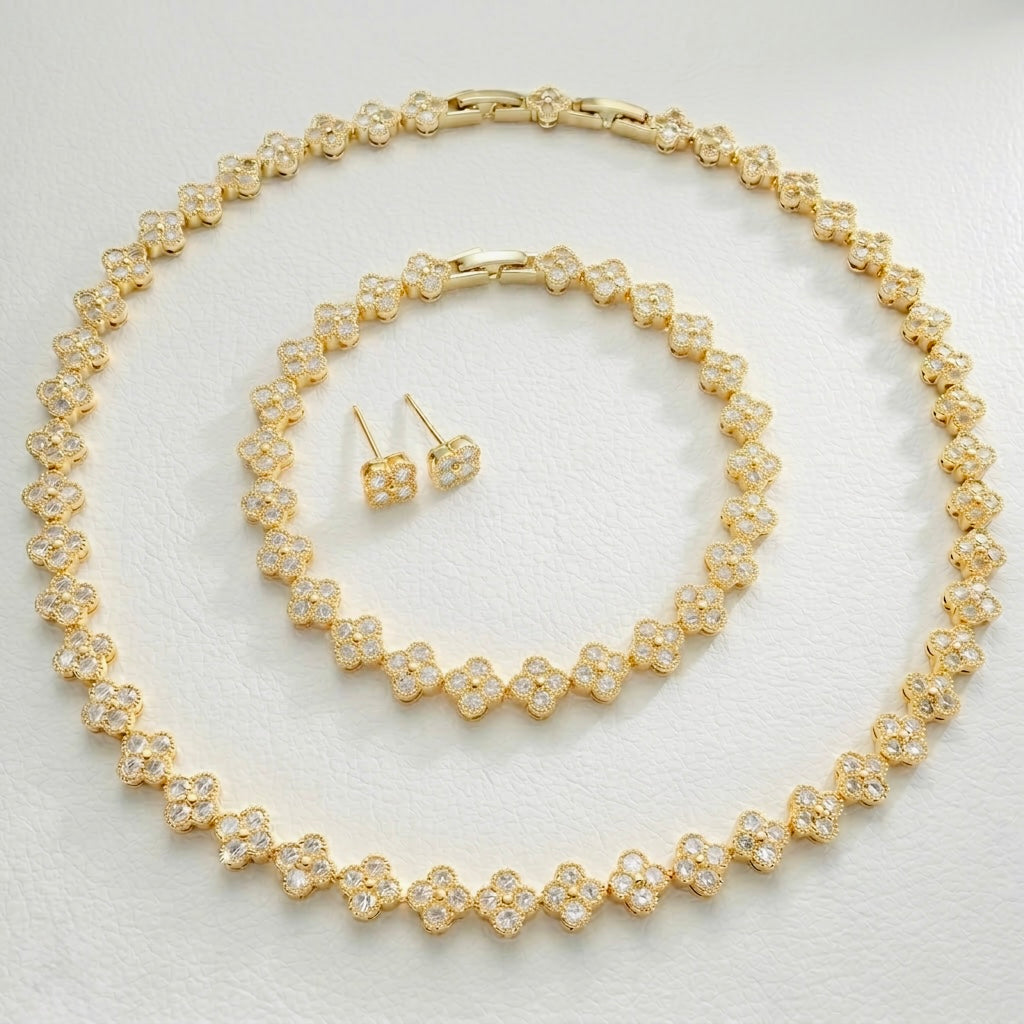Set Diamond Clover Silver/Gold