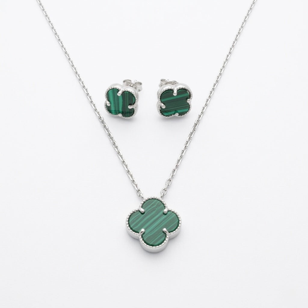 Set bijuterii din Argint 925 – Lănțișor și Cercei Trifoi