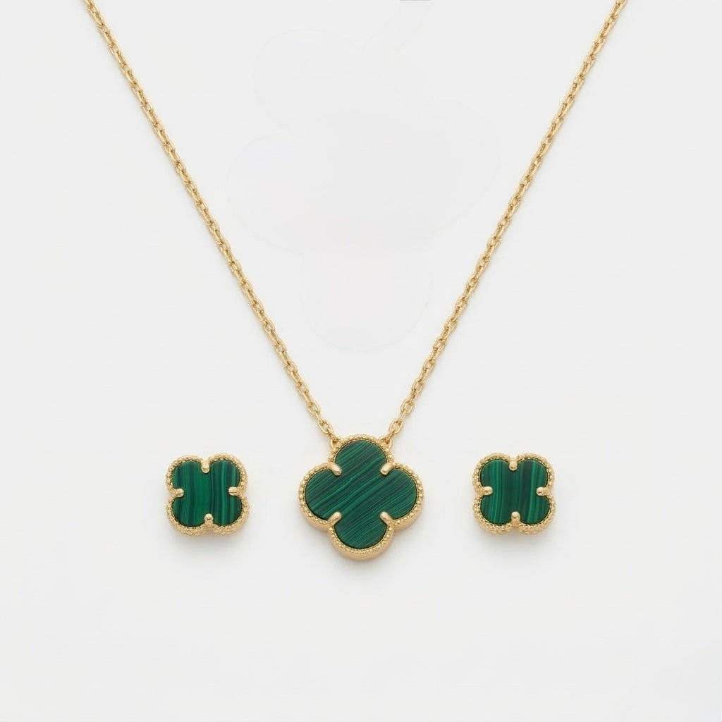 Set bijuterii din Argint 925 – Lănțișor și Cercei Trifoi