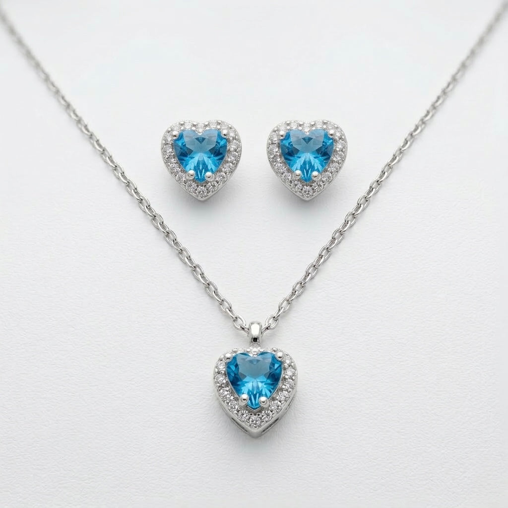 Set Bijuterii Inimi Colorate din Argint 925