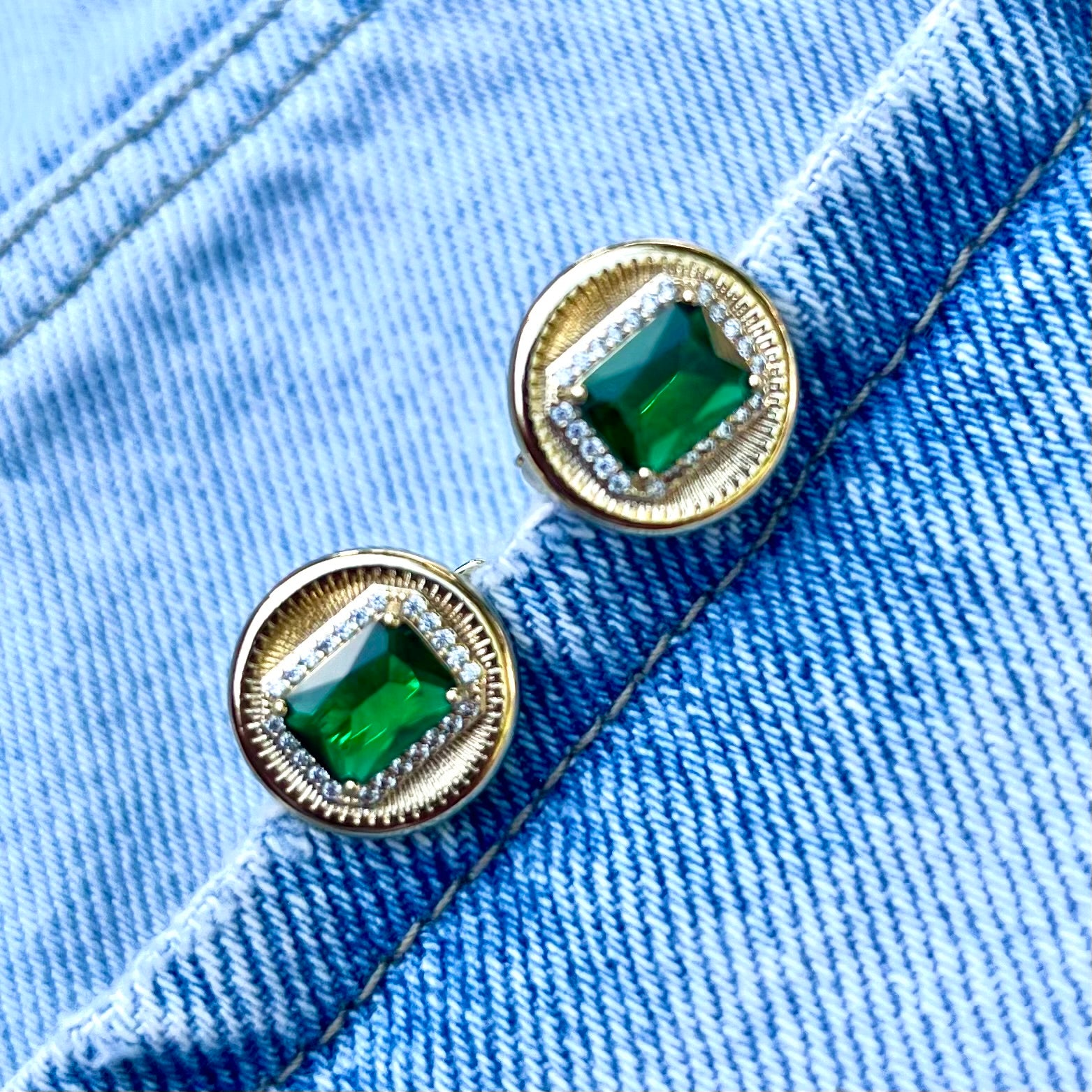 💚 Cercei Royal Green – Placat cu Aur