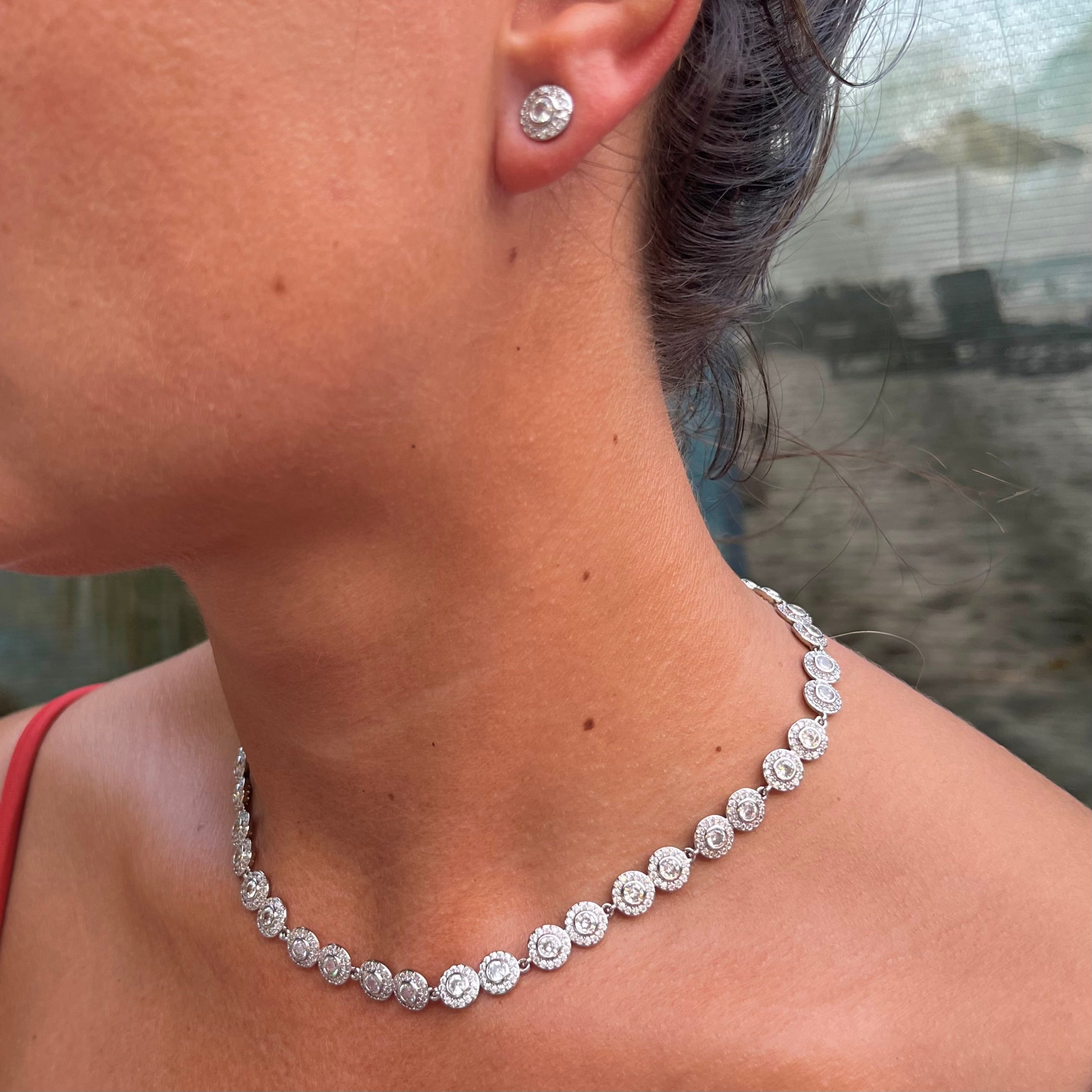 Set Bijuterii cu Cristale pentru Femei: Colier, Brățară și Cercei