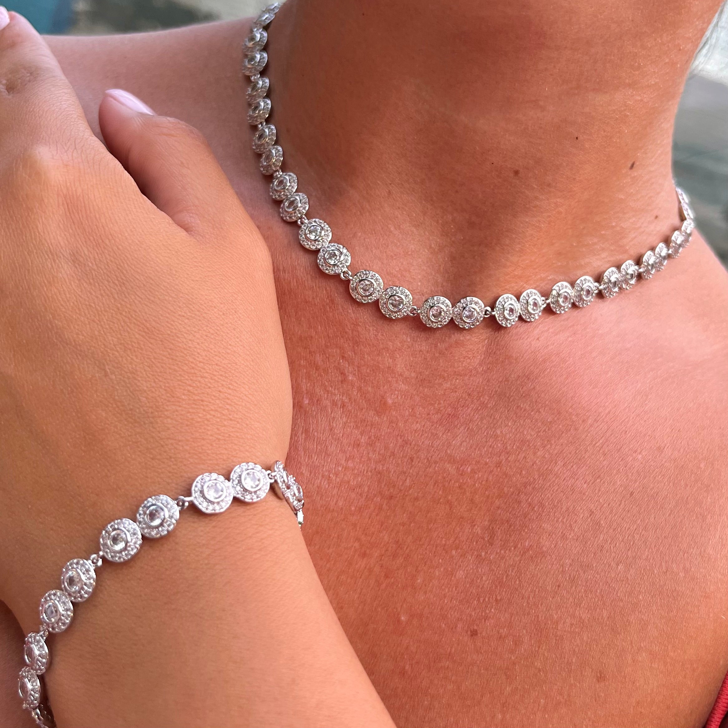 Set Bijuterii cu Cristale pentru Femei: Colier, Brățară și Cercei