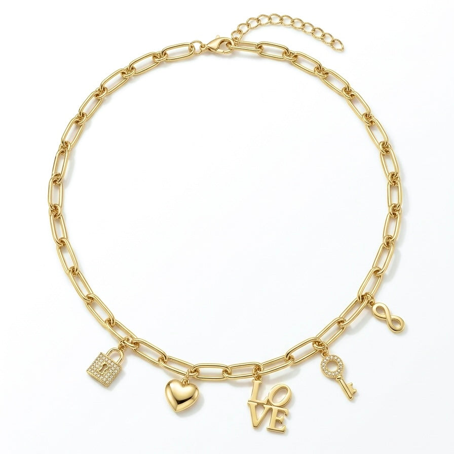 Colier tip talisman placat cu aur de 18k