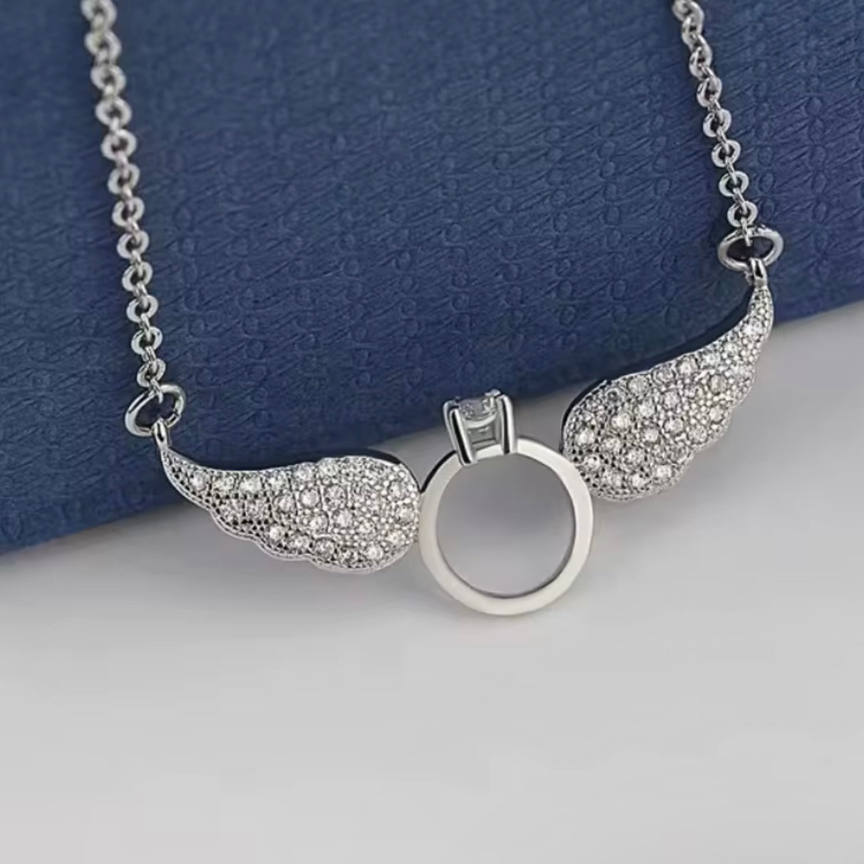 💍👼 Colier Inel Etern & Aripi de Înger – Argint 925
