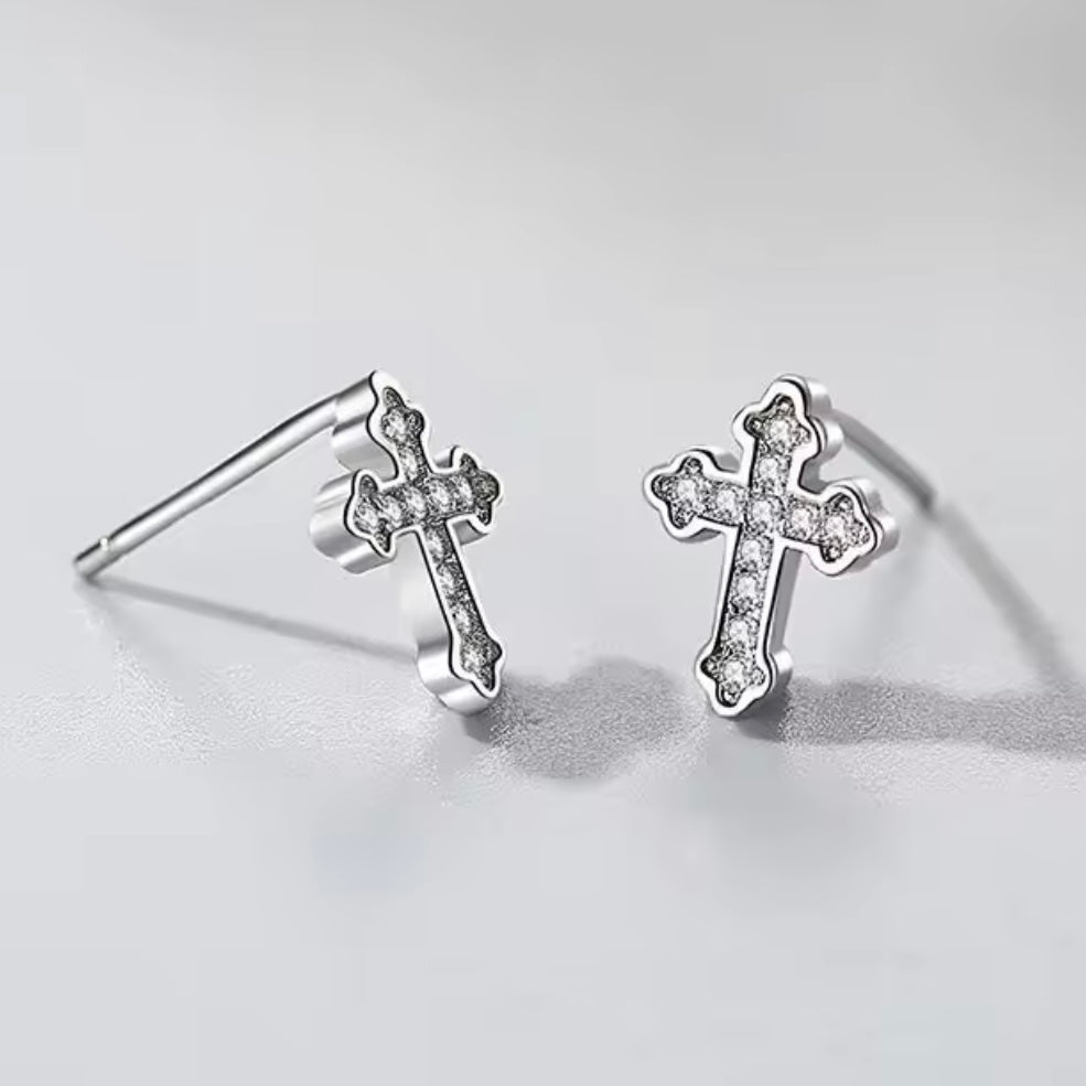 ✝️💎 Cercei Cruce din Argint 925 cu Zirconia