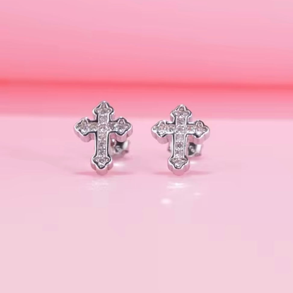 ✝️💎 Cercei Cruce din Argint 925 cu Zirconia