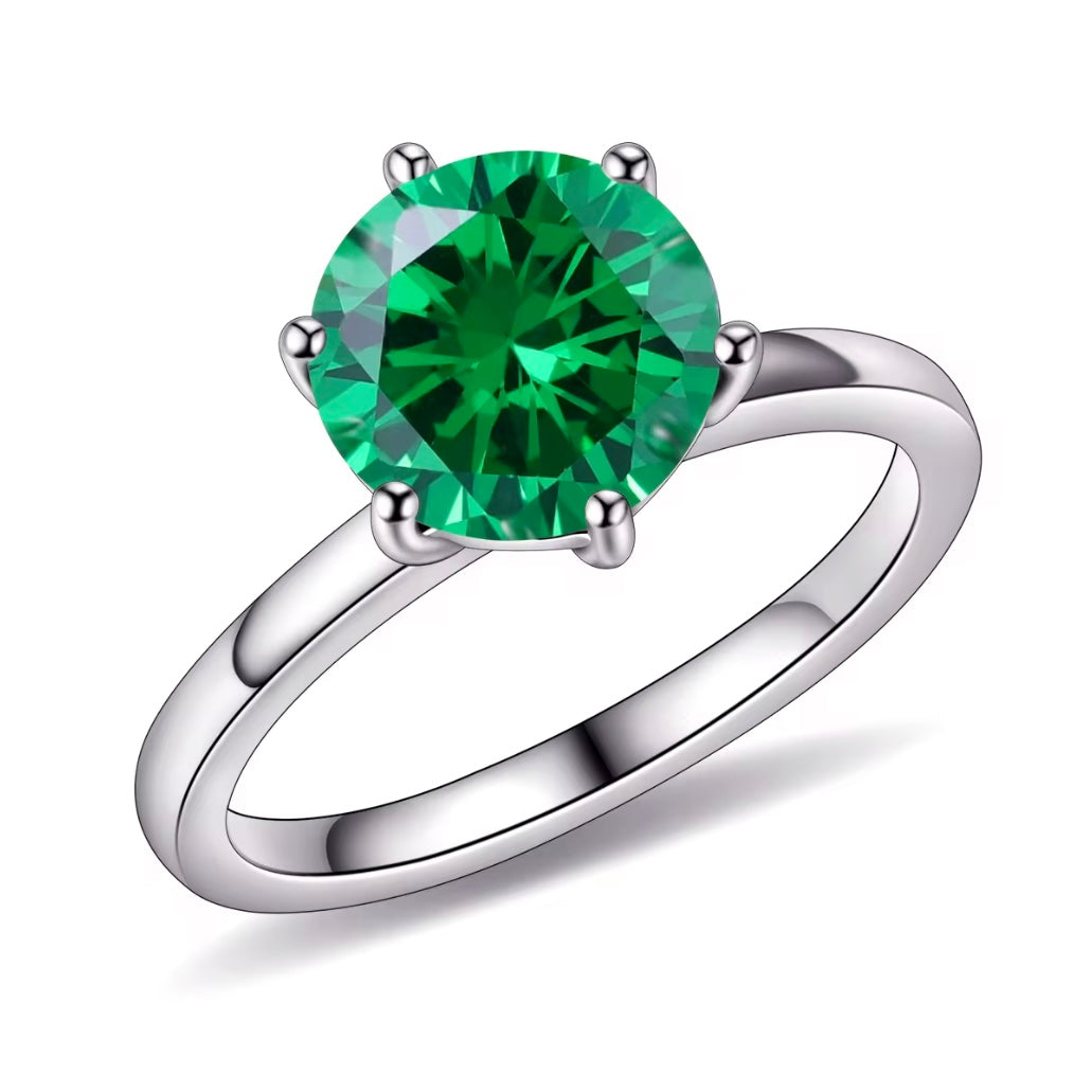 💚 Inel Reglabil din Argint 925 cu Piatra Verde Zirconia