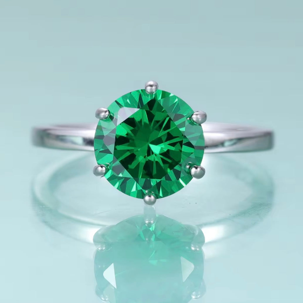 💚 Inel Reglabil din Argint 925 cu Piatra Verde Zirconia