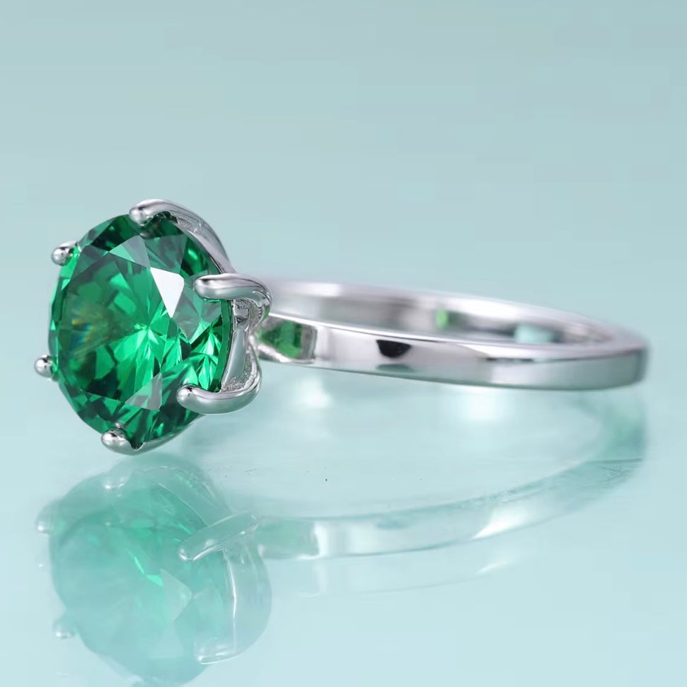💚 Inel Reglabil din Argint 925 cu Piatra Verde Zirconia