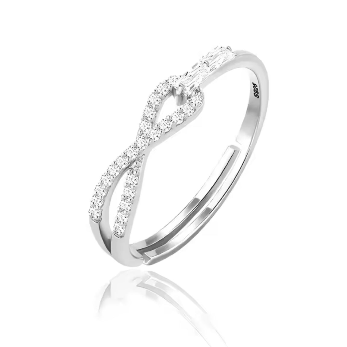 ♾️ Inel Reglabil din Argint 925 și Pietre Zirconia