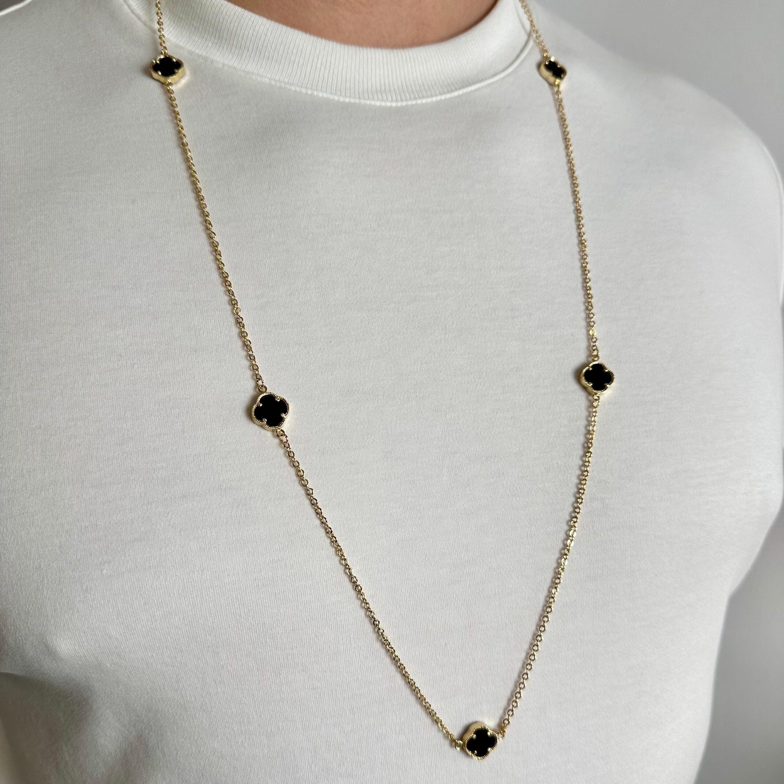 🟡 Colier Clover Gold 90 cm Placat cu Aur