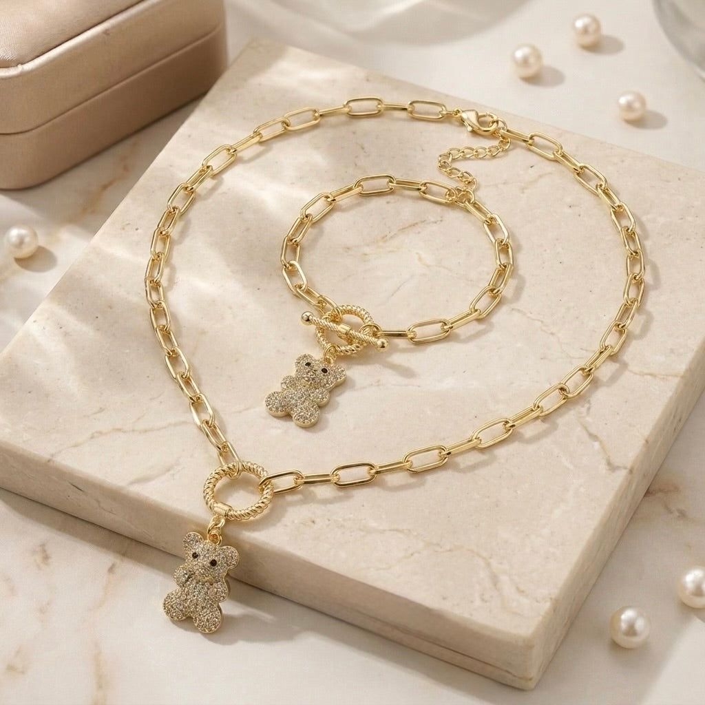 Set Teddy Placat cu Aur de 18K