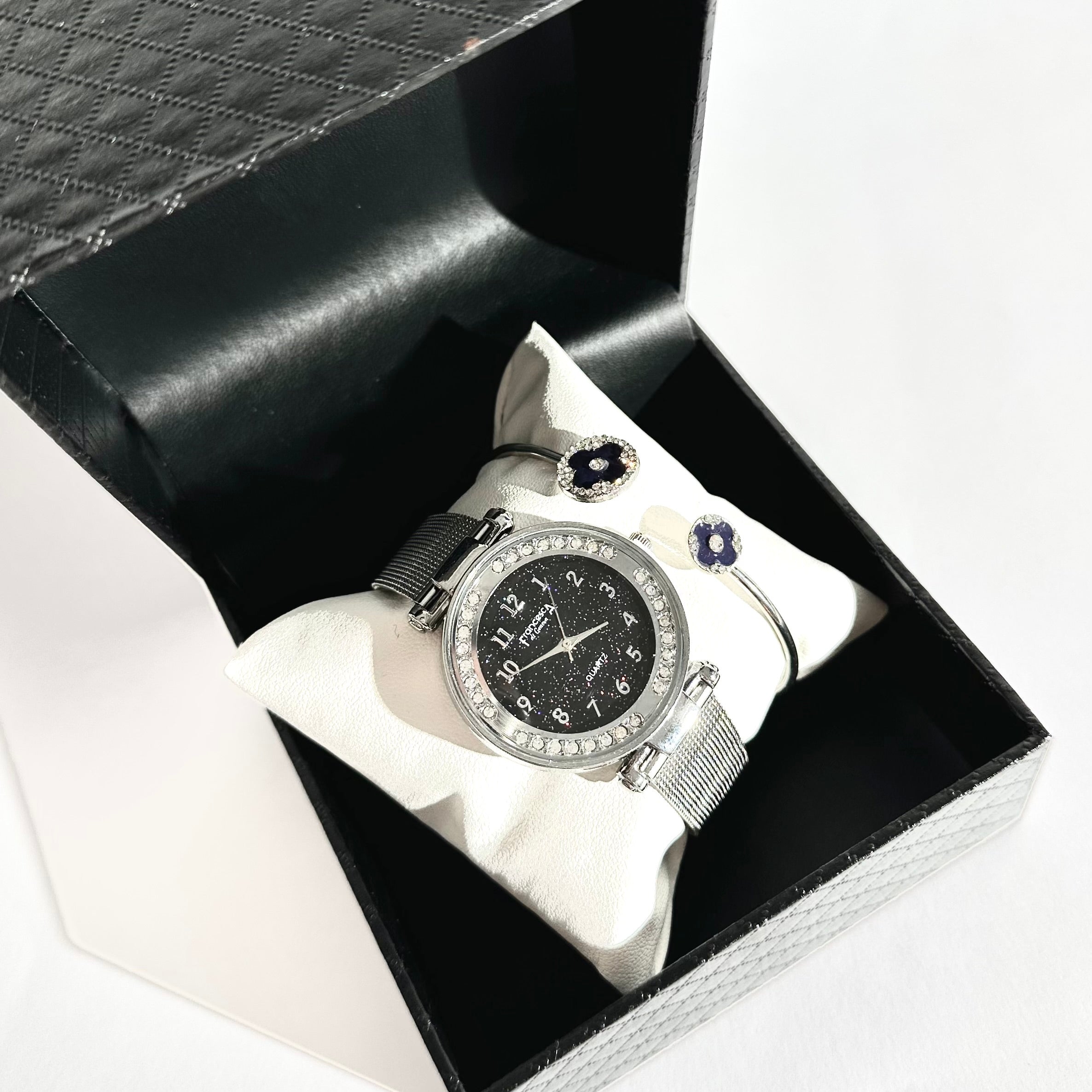 ⌚✨ Set Eleganță Albastră – Ceas & Brățară Cadou