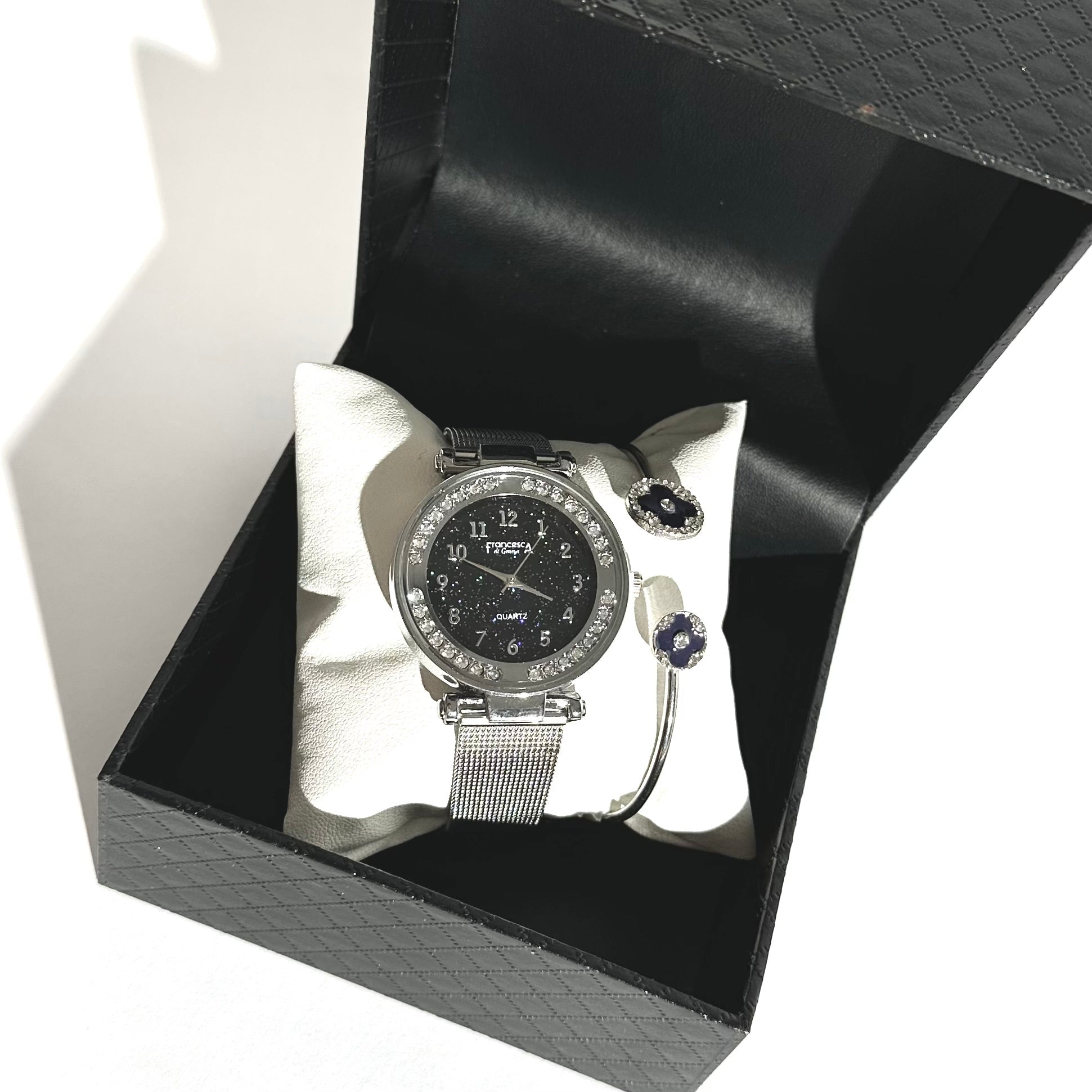 ⌚✨ Set Eleganță Albastră – Ceas & Brățară Cadou