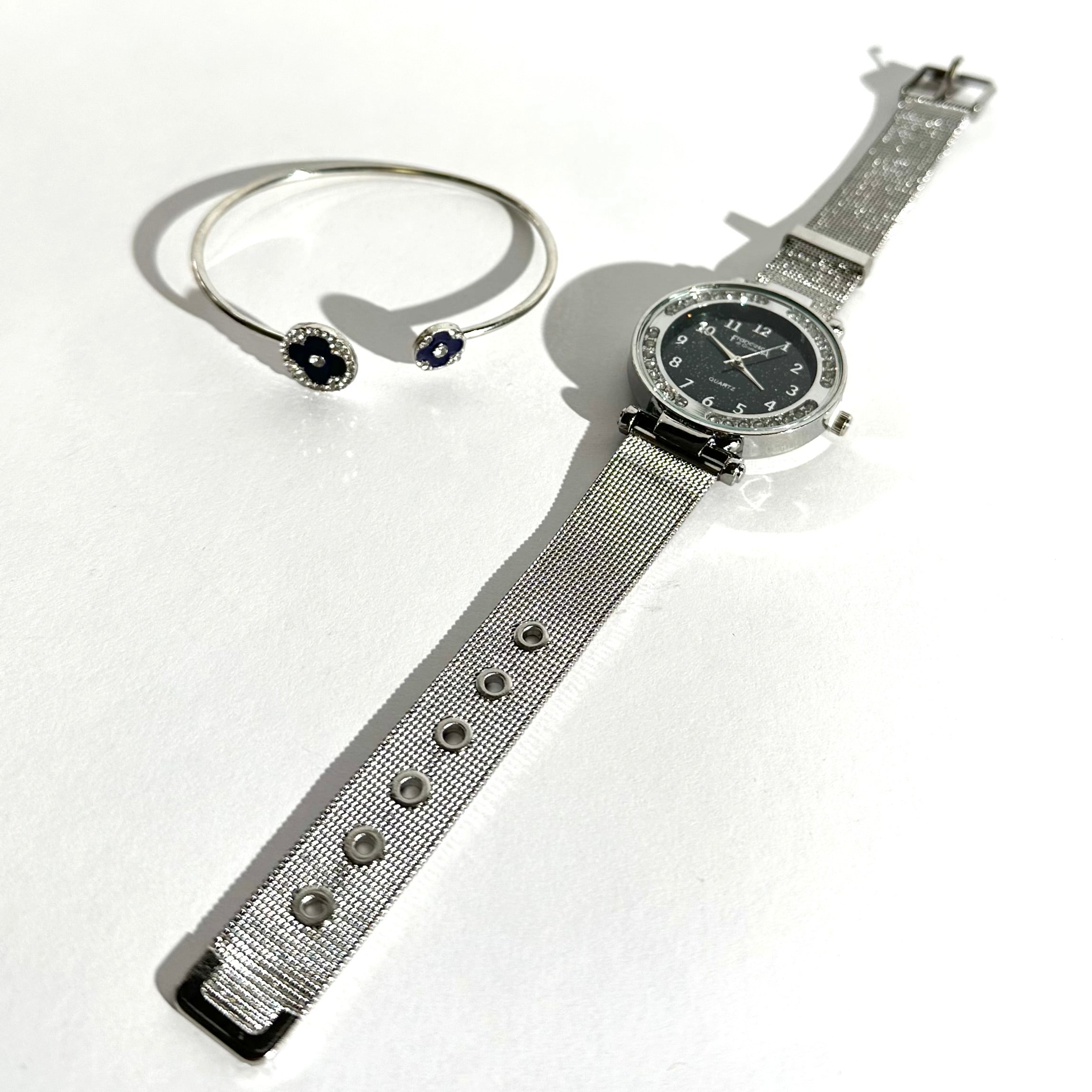 ⌚✨ Set Eleganță Albastră – Ceas & Brățară Cadou