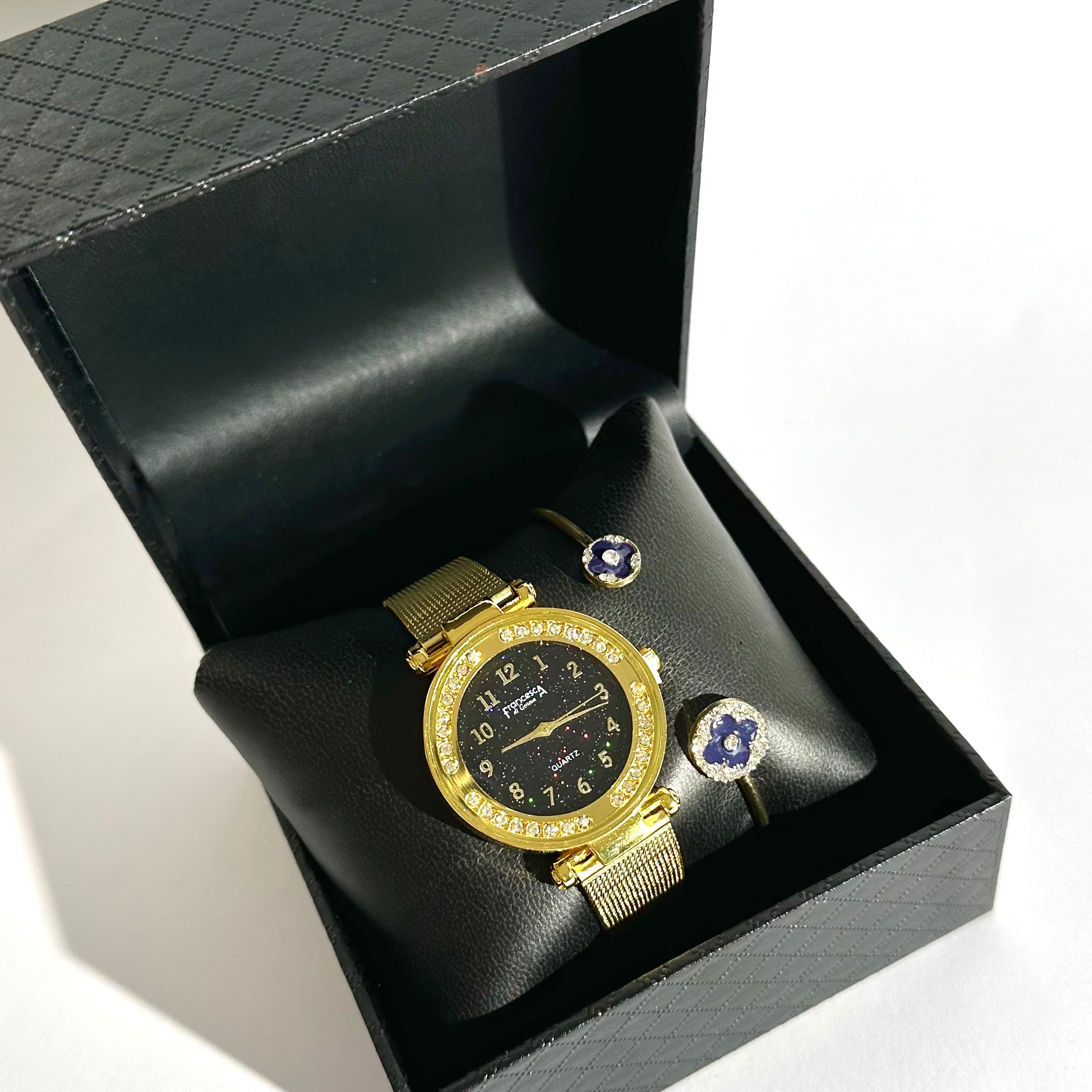 ⌚✨ Set Ceas Elegant Gold & Brățară Cadou cu Detalii Zirconia