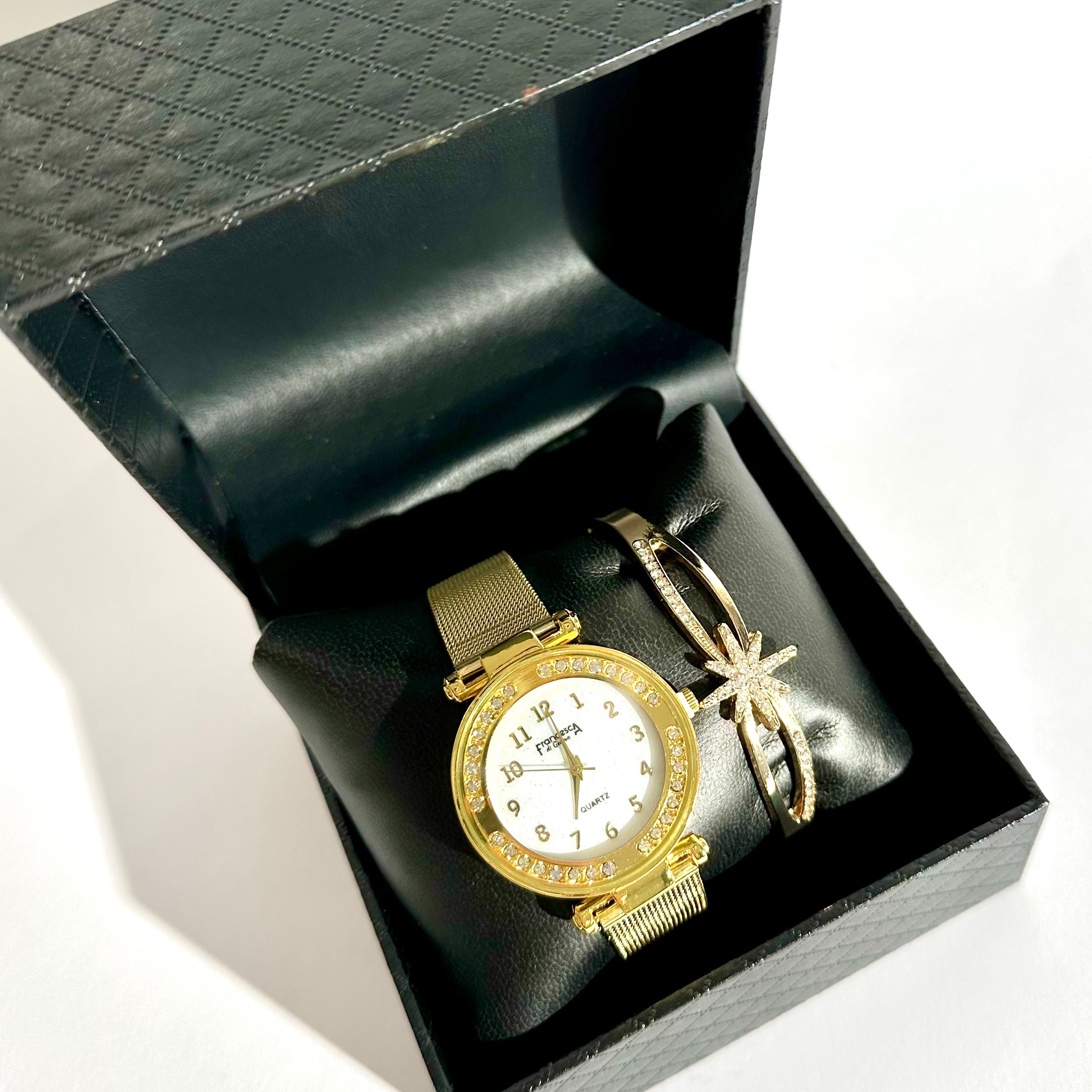 ⌚️✨ Set Ceas Elegant Gold cu Brățară Stea Strălucitoare – Cadou