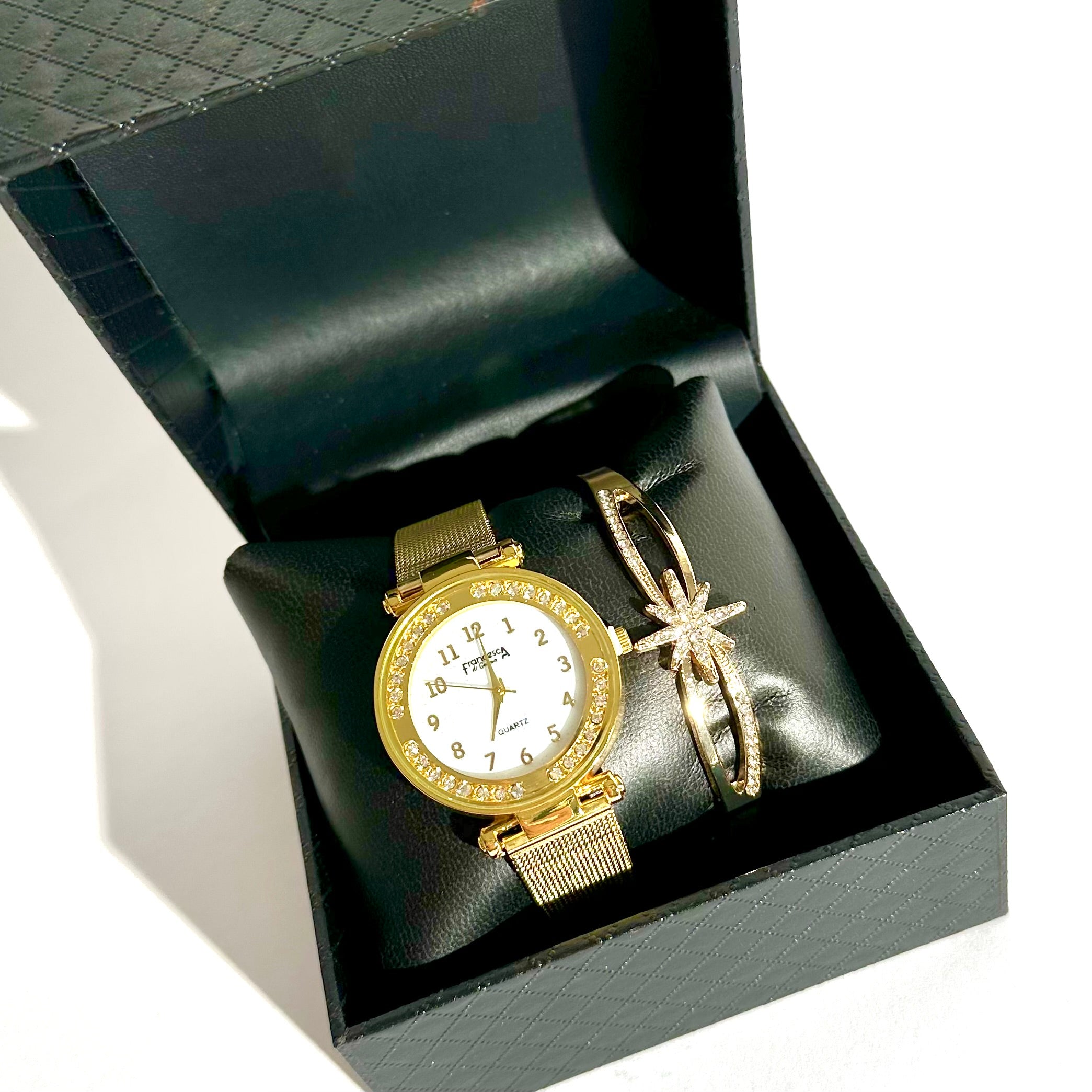 ⌚️✨ Set Ceas Elegant Gold cu Brățară Stea Strălucitoare – Cadou