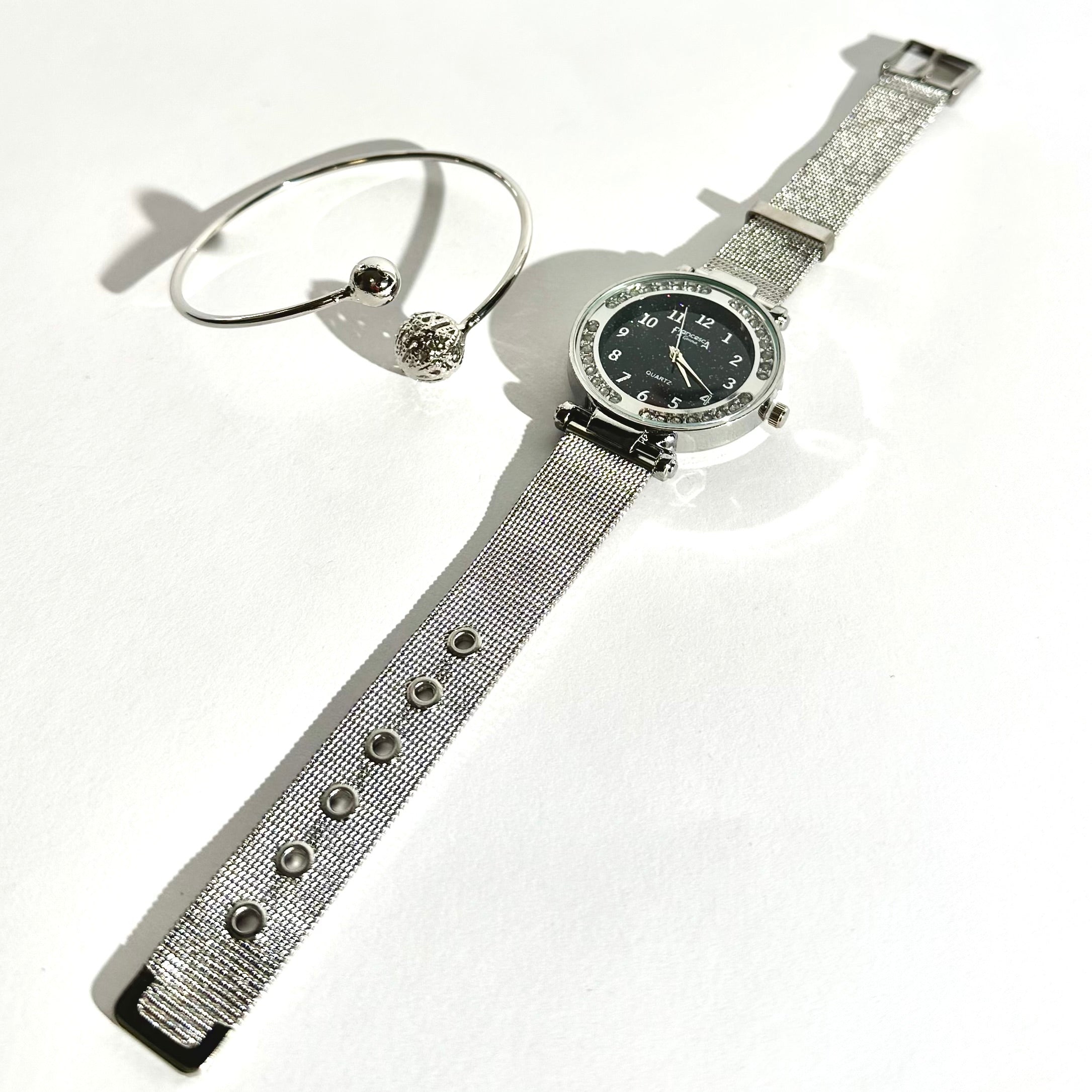 ✨ Set Ceas & Brățară Silver – Eleganță Modernă