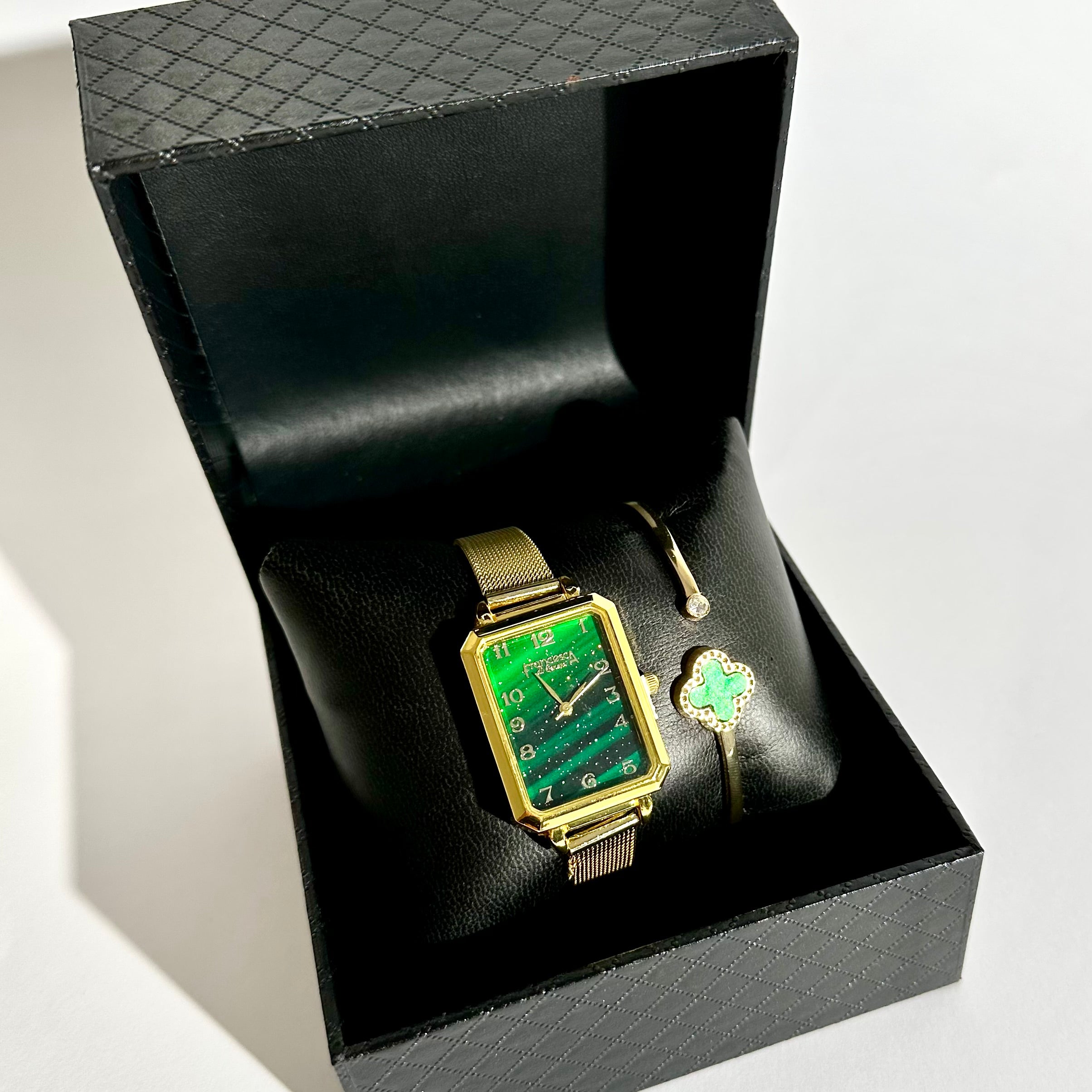 ✨ Set Ceas & Brățară Green Shine – Aurii