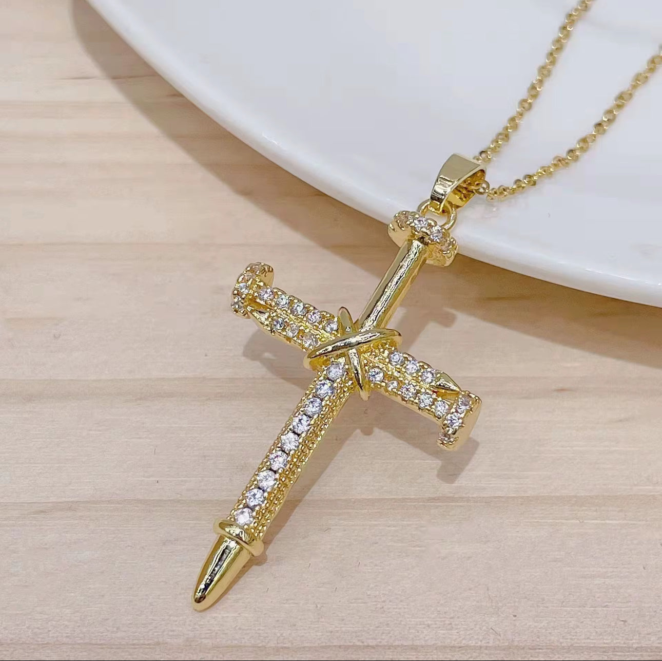 Colier cu Pandantiv Cruce - Gold/Silver