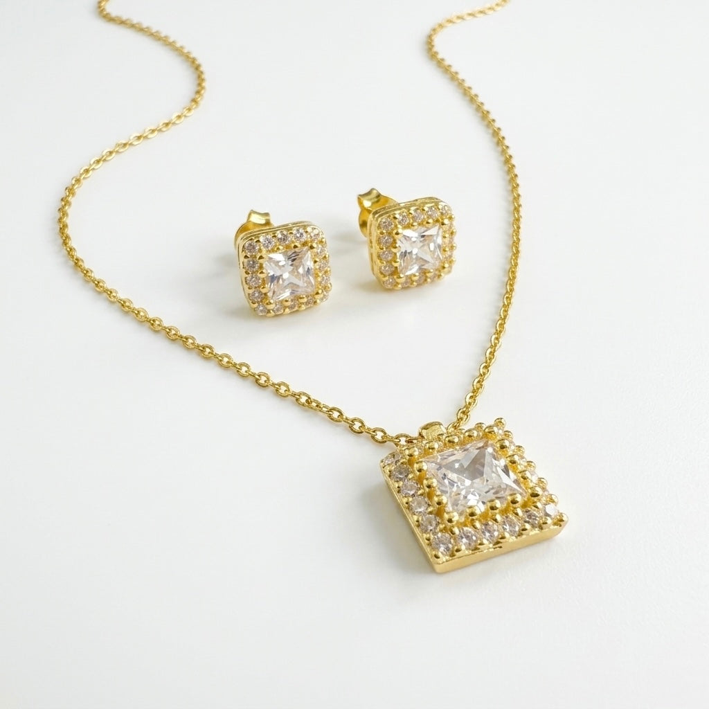 Set Bijuterii din Argint 925 Placat cu Aur