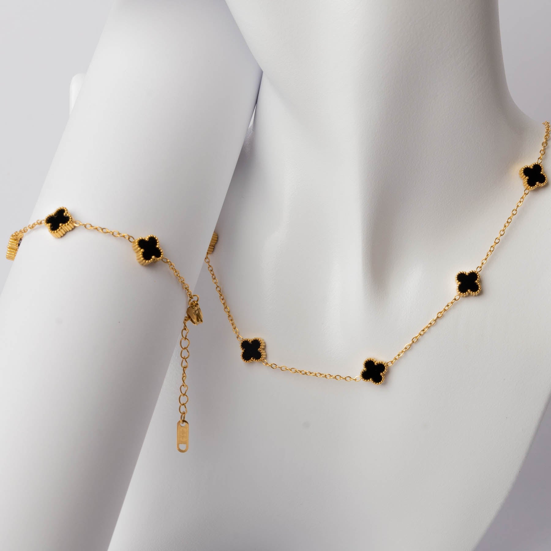 ✨ Setul Norocului – Gold cu Pietre Negre 🖤