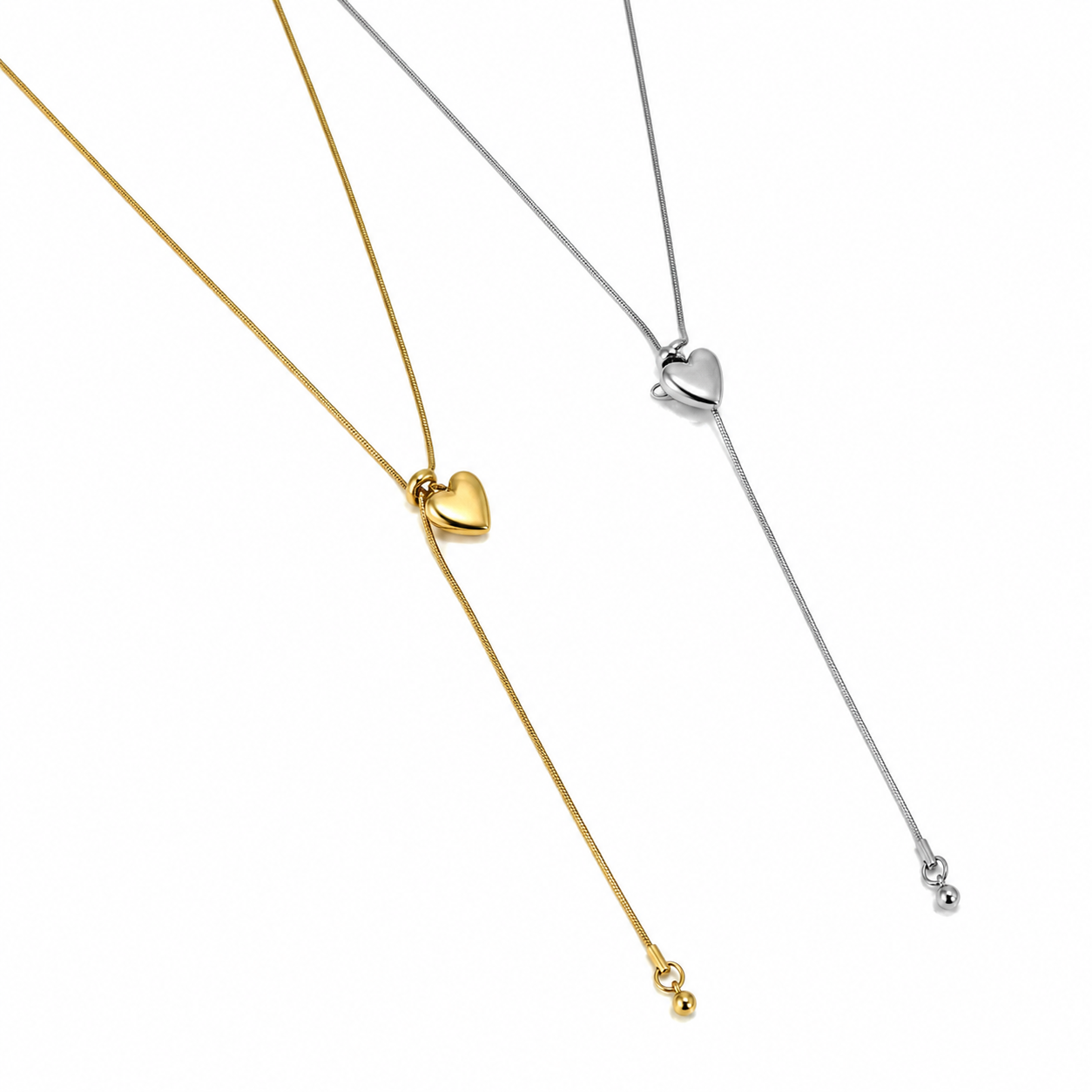 Colier Reglabil Heart Drop din Oțel Inoxidabil - Gold / Silver