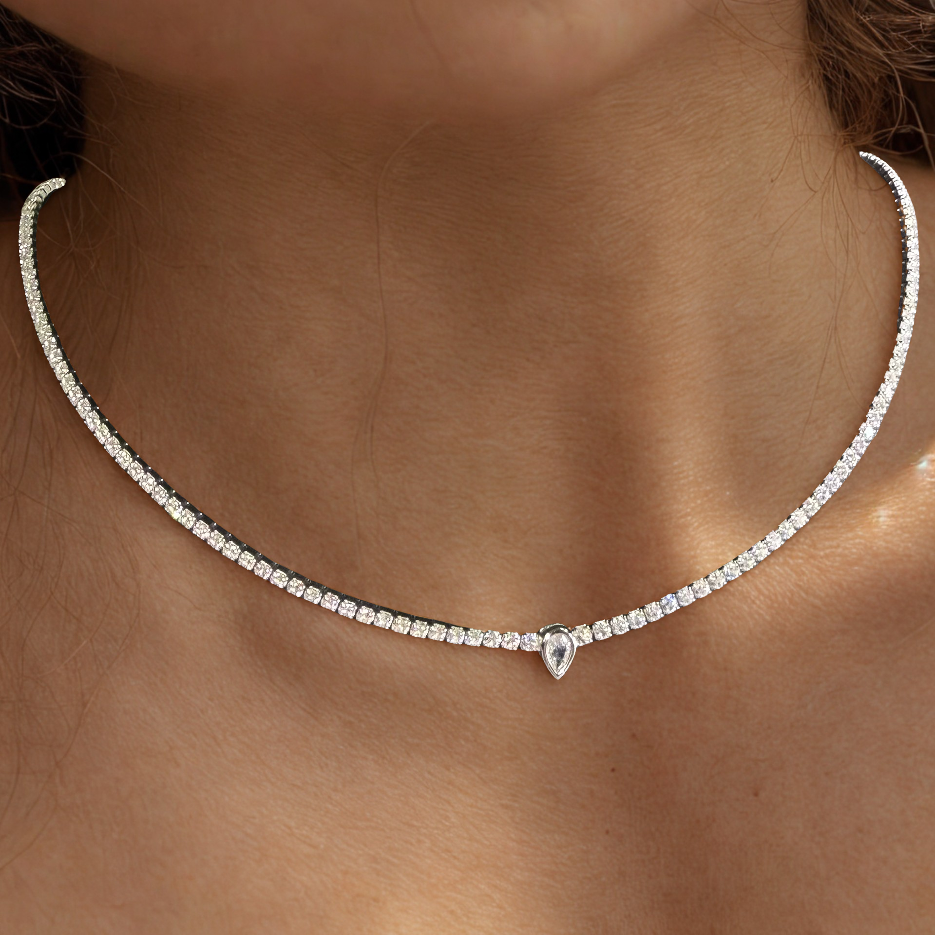 💎 Colier Tip Tennis din Argint 925 cu Zirconia și Accent Picătură