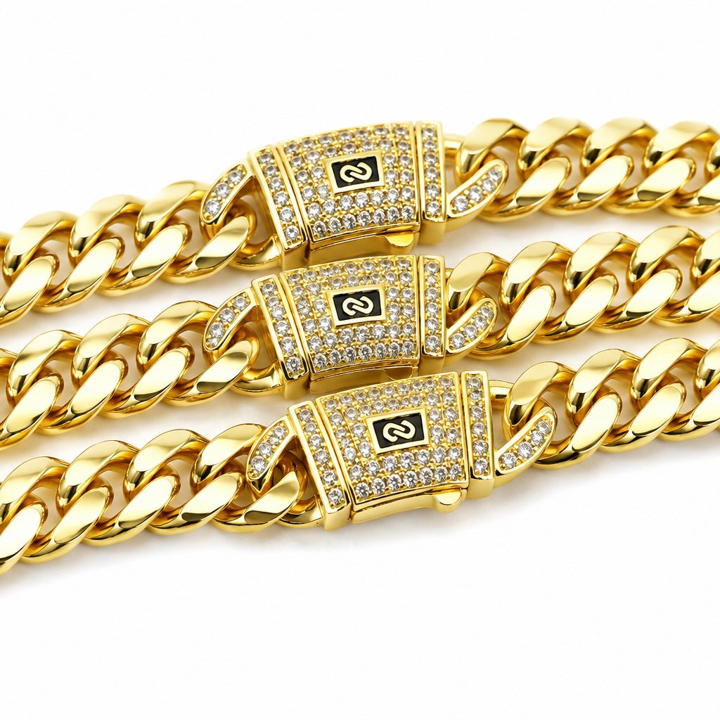 Colier Cuban Monaco 8MM placat cu Aur 14K