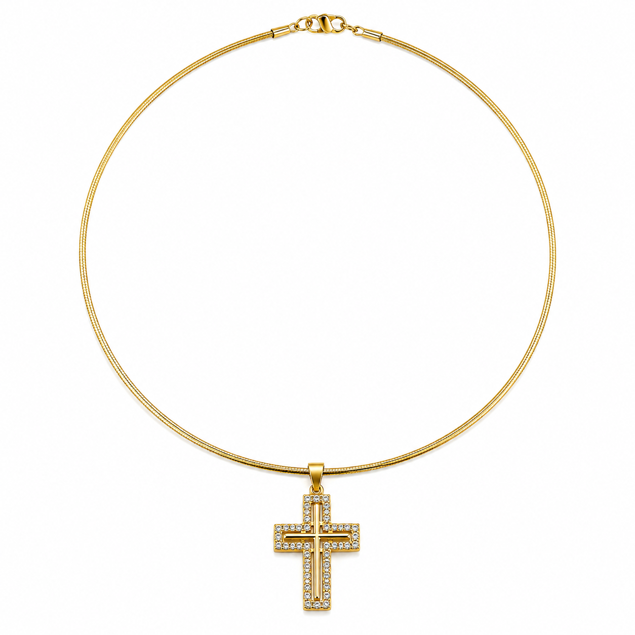 Choker Cruce Placat cu Aur