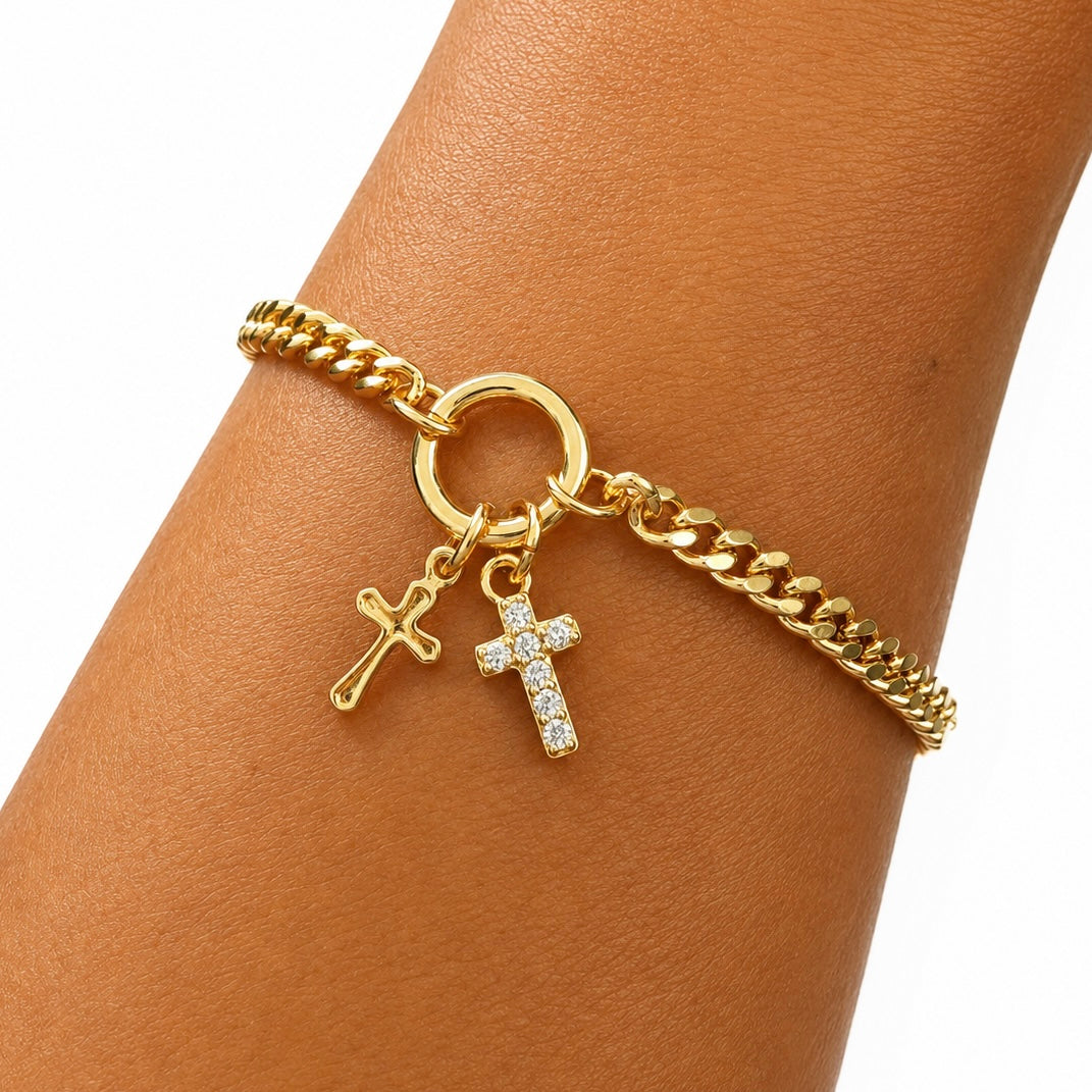 Brățara Gold Cross Placata cu Aur de 18K