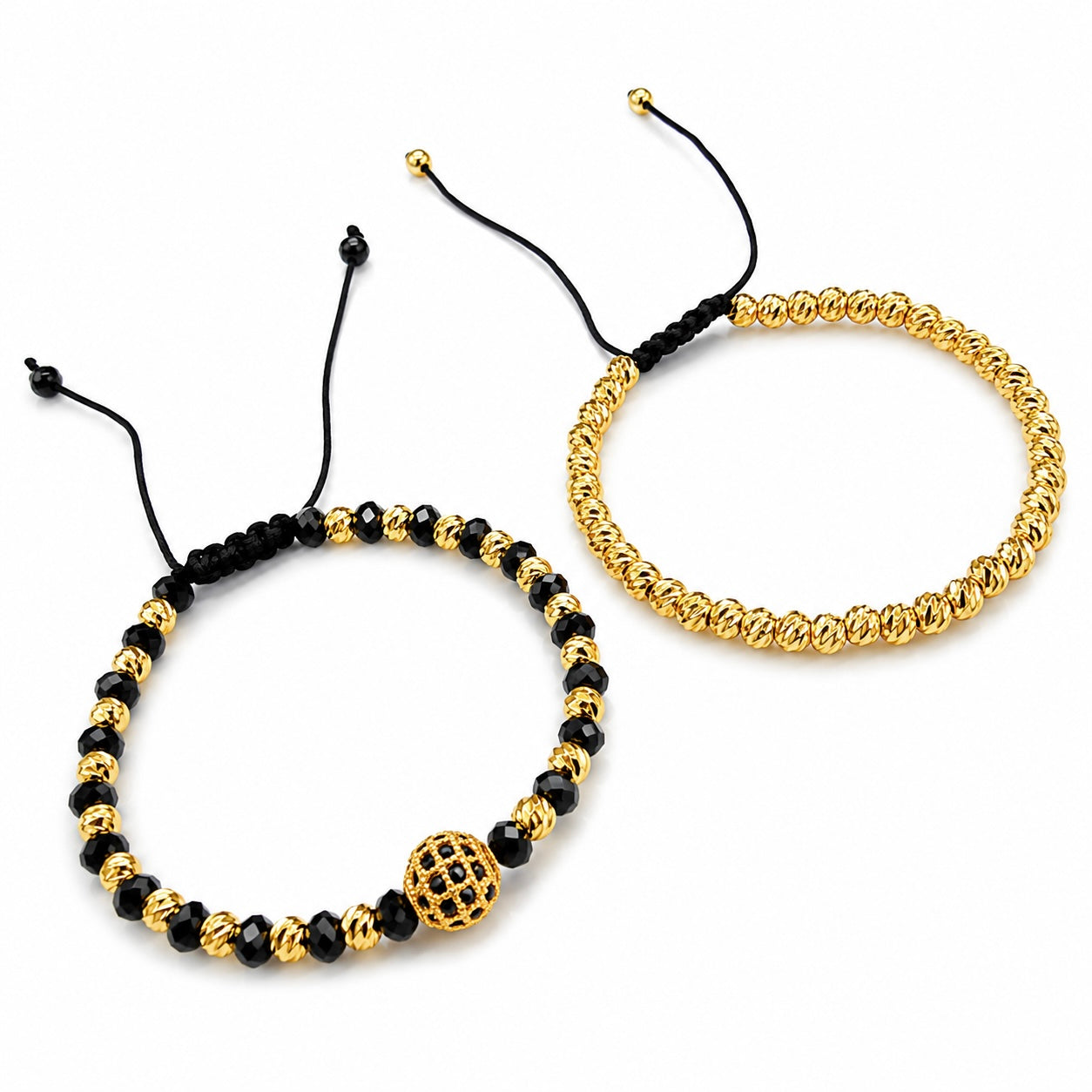 Set 2 Brățări Bărbațești Black & Gold – Power Duo